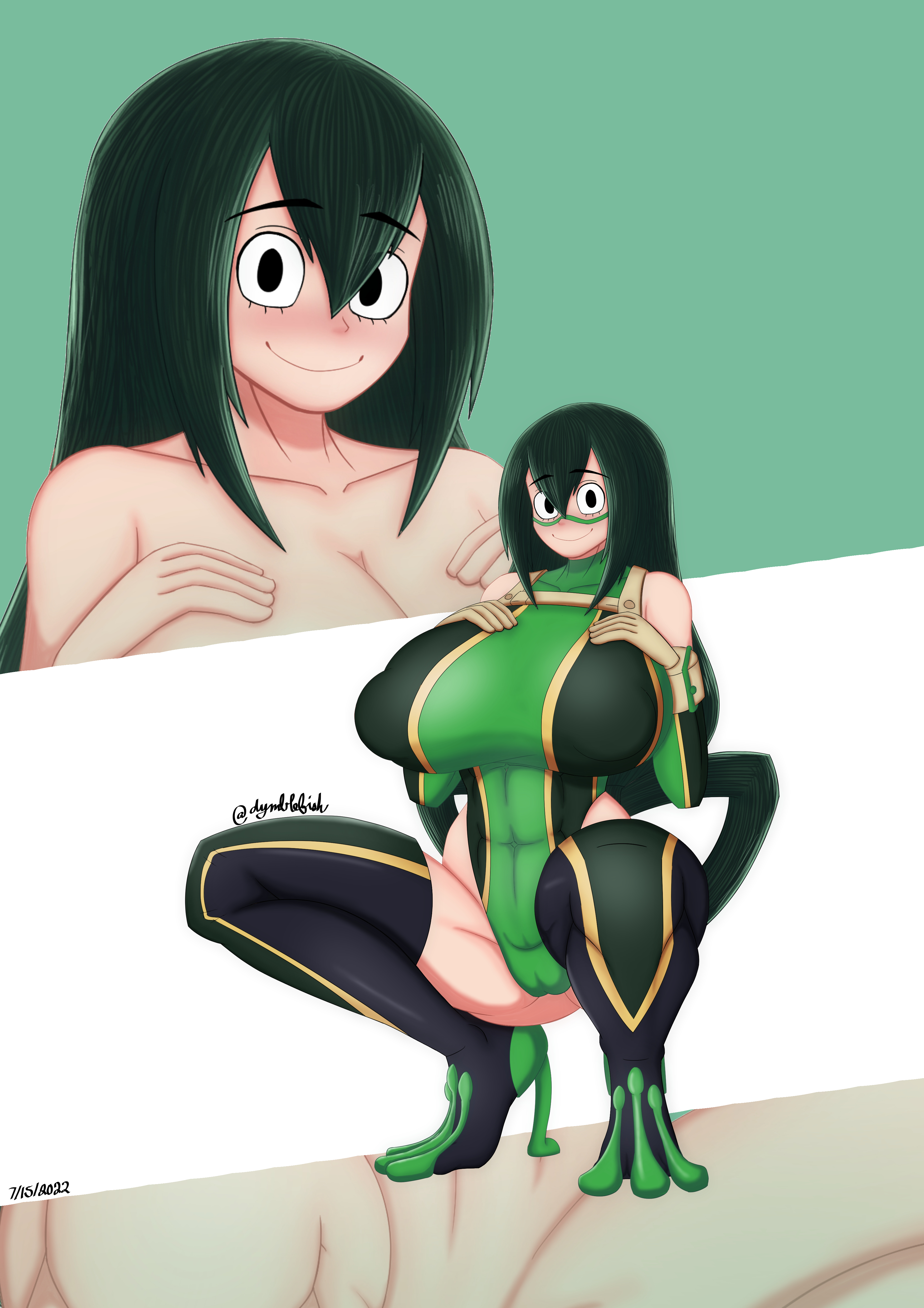 dymblefish, female, hero outfit (mha), my hero academia, solo, tsuyu asui