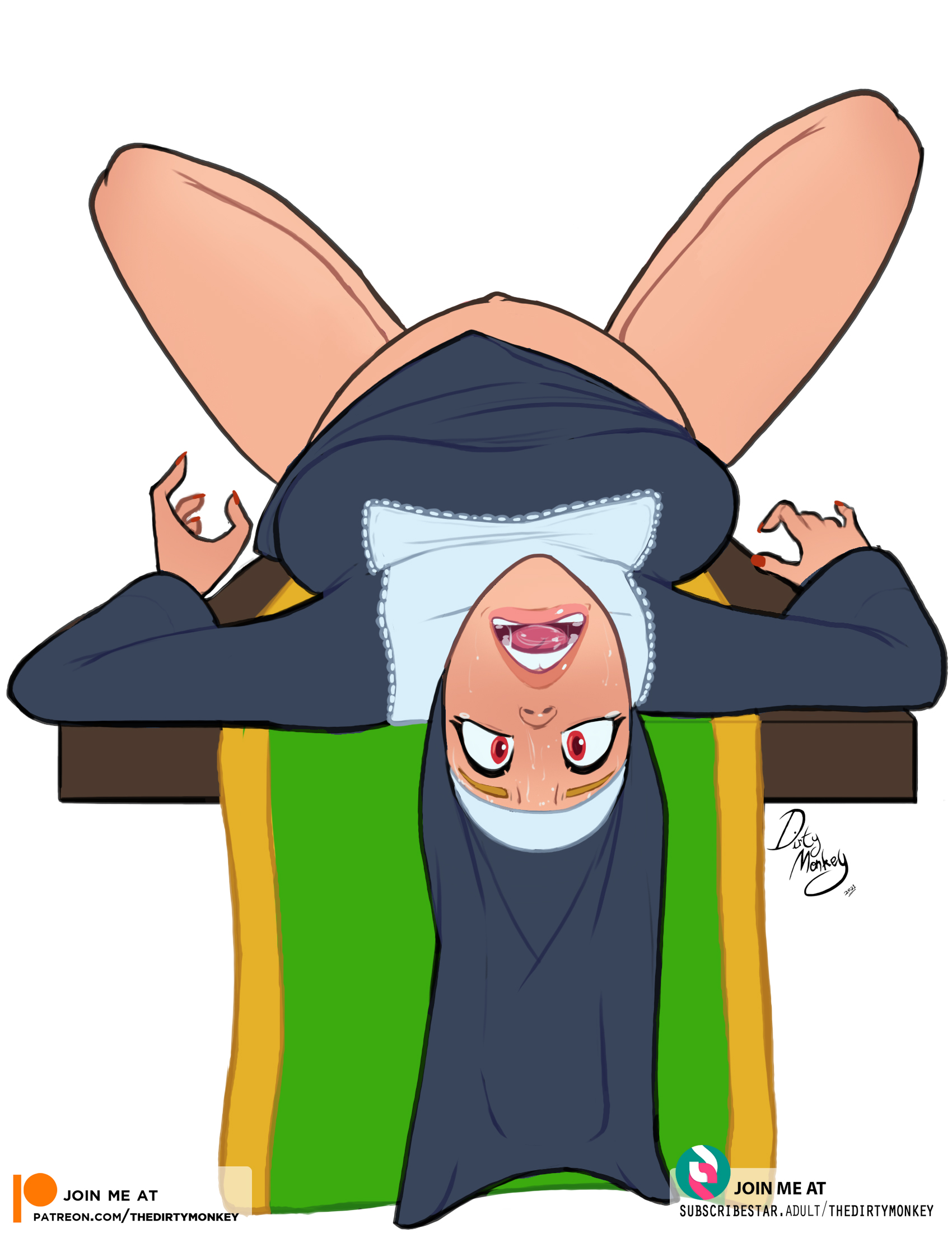 1girls, female, lying on back, milf, nun, original character, pregnant, pregnant nun, ready to pop, thedirtymonkey