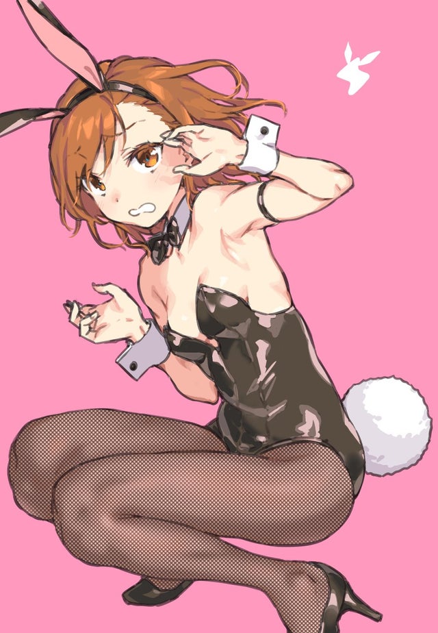 1girls brown_eyes brown_hair bunny_ear bunny_ears bunny_girl bunny_tail bunnygirl eyes eyes_open eyes_opened female female_only females_only haimura_kiyotaka hair misaka_mikoto shorts small_breasts tagme teenage_girl teenager to_aru_kagaku_no_railgun to_aru_majutsu_no_index young