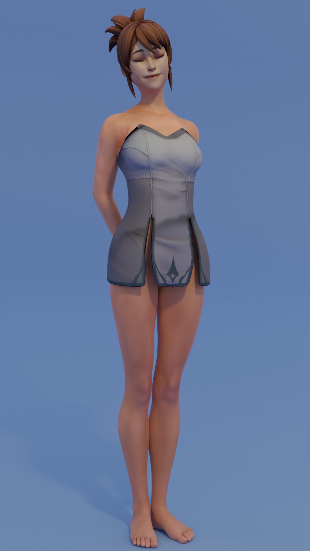 3d dota_2 female female_only marci mitlow no_panties partially_clothed solo_female standing tagme