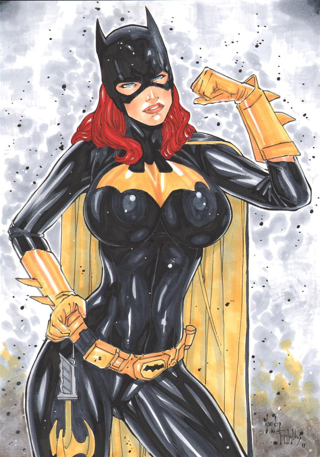 1girls 2017 abstract_background barbara_gordon batgirl batman_(series) big_breasts black_bodysuit black_sleeves blue_eyes bodysuit breasts busty cape clenched_fist cowl curvaceous curvy dc dc_comics ed_benes_studio female female_only fully_clothed gloves human large_breasts long_hair pillar pinup red_hair skintight skintight_bodysuit sleeves solo superheroine tight_clothes tight_clothing utility_belt vagner_fernandes voluptuous watermark yellow_cape yellow_gloves