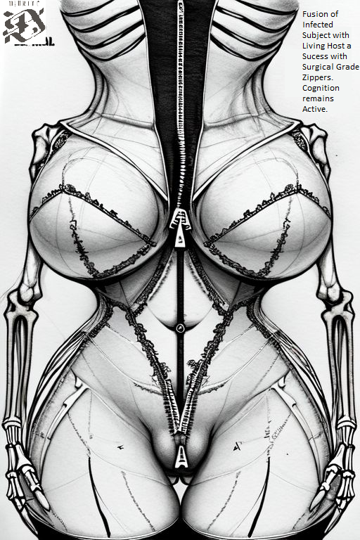 breasts experiment horror_(theme) large_breasts nude skeletal undead zipper