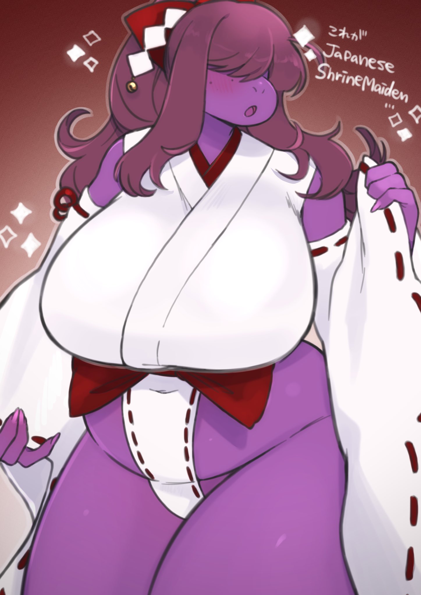 anthro, big breasts, breasts, clothed, clothing, deltarune, female, slightly chubby, solo, susie (deltarune), text, underchikichan, undertale (series)