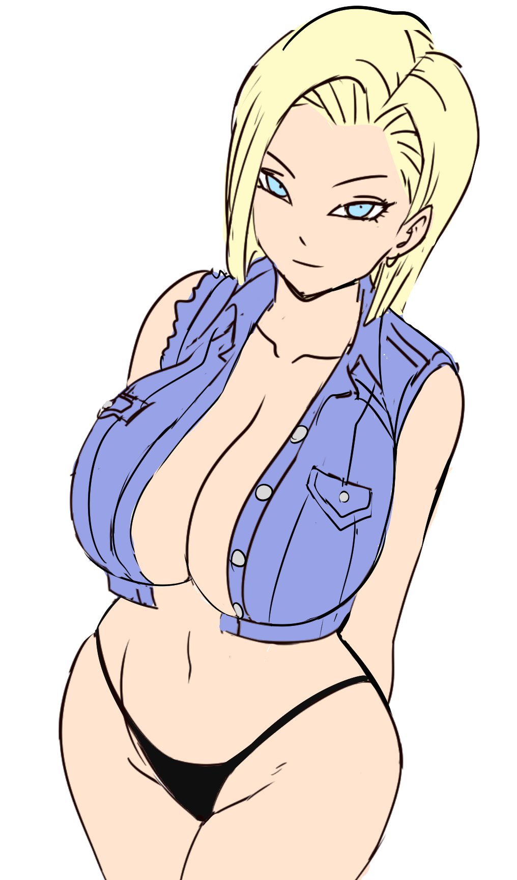 1girls, android 18, ass, barely contained breasts, barely fits, black thong, blonde, blonde hair, blue eyes, breasts, cameltoe, cleavage, curvy, dragon ball, erect nipples, female, huge areolae, huge ass, huge breasts, nipples, no pants, pinkpawg, puffy nipples, pussy, short hair, shounen jump, sketch, thick lips, thong, tight fit, voluptuous, wide hips, yellow hair