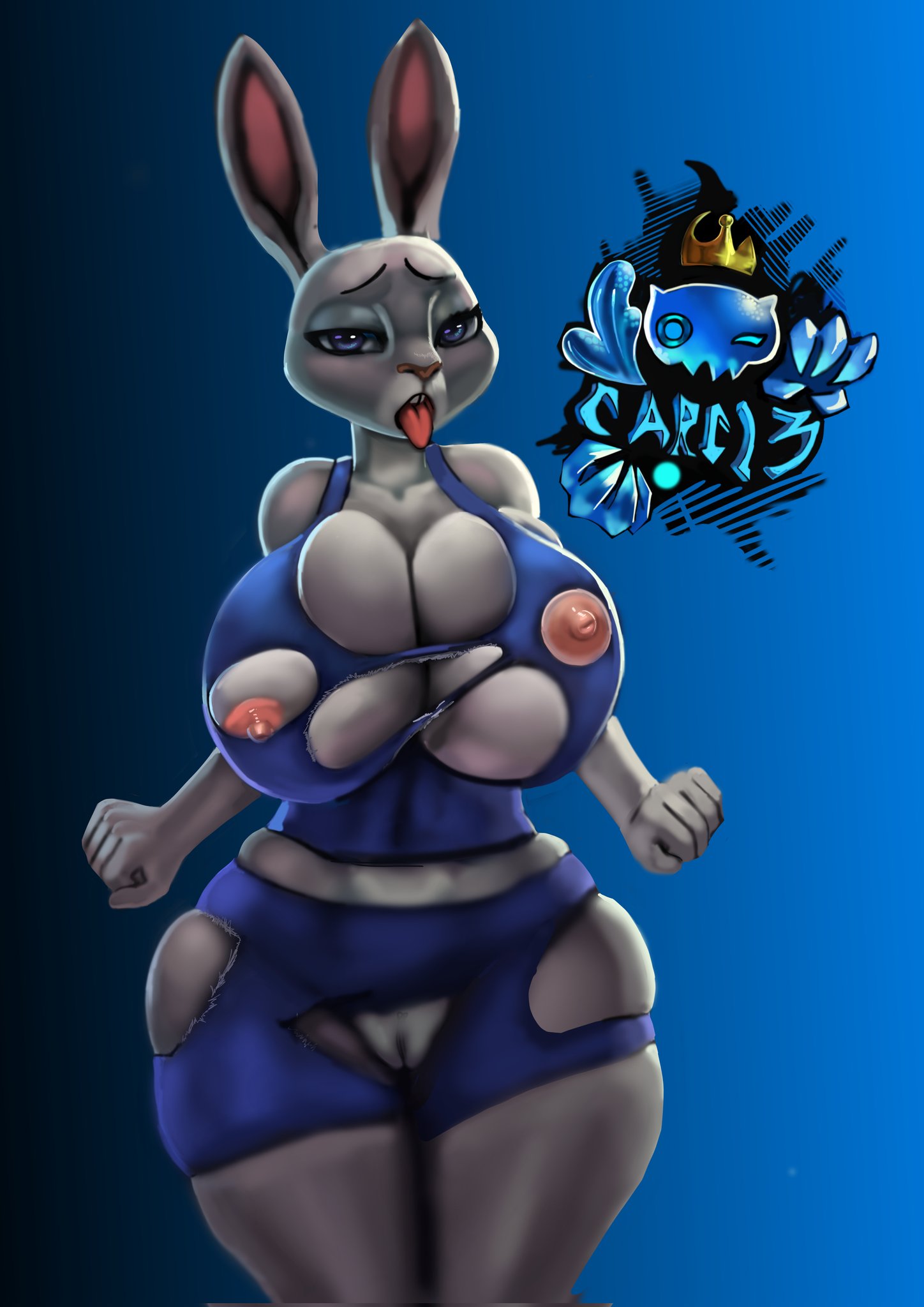 5_fingers animal_humanoid anthro areola ass ass_expansion bedroom_eyes big_butt breast_expansion breast_growth breasts buckteeth butt_expansion carcl3_owe clothed clothing curvaceous curvy_figure digital_media_(artwork) disney expansion female fingers fur genitals gigantic_breasts grey_body grey_fur growth hi_res hip_expansion hourglass_figure huge_hips humanoid judy_hopps lagomorph lagomorph_humanoid leporid long_ears looking_at_viewer mammal mammal_humanoid narrowed_eyes nipples open_mouth purple_eyes pussy rabbit seductive shaded shorts simple_background solo teeth thick_thighs thigh_expansion thunder_thighs tongue tongue_out torn_clothes torn_clothing voluptuous voluptuous_female wardrobe_malfunction zootopia