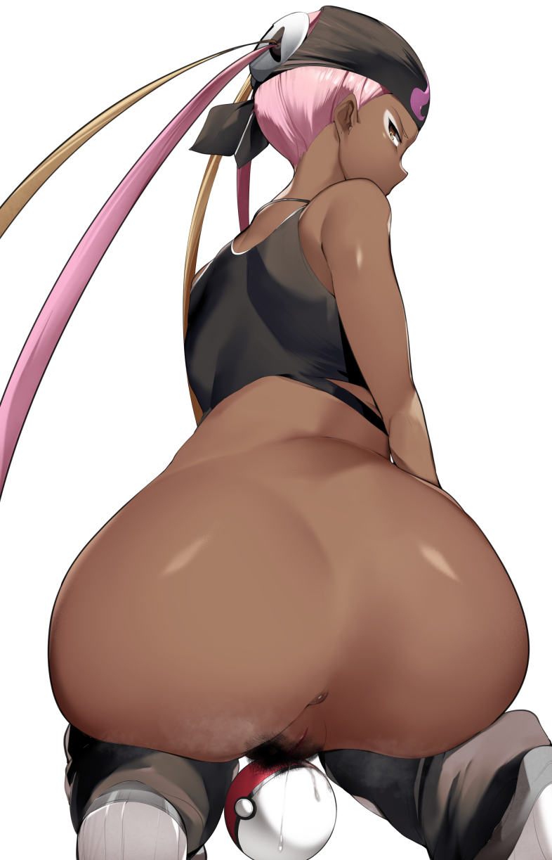 1girls anus ass ass_focus big_butt bottomless dark_skin excessive_pubic_hair female female_only hairy_pussy huge_butt human looking_back no_panties pants pants_down plumeria_(pokemon) poke_ball pokemon pokemon_sm pubic_hair pussy pussy_juice pussy_juice_drip solo team_skull yuuyuu_(yuuki1771)