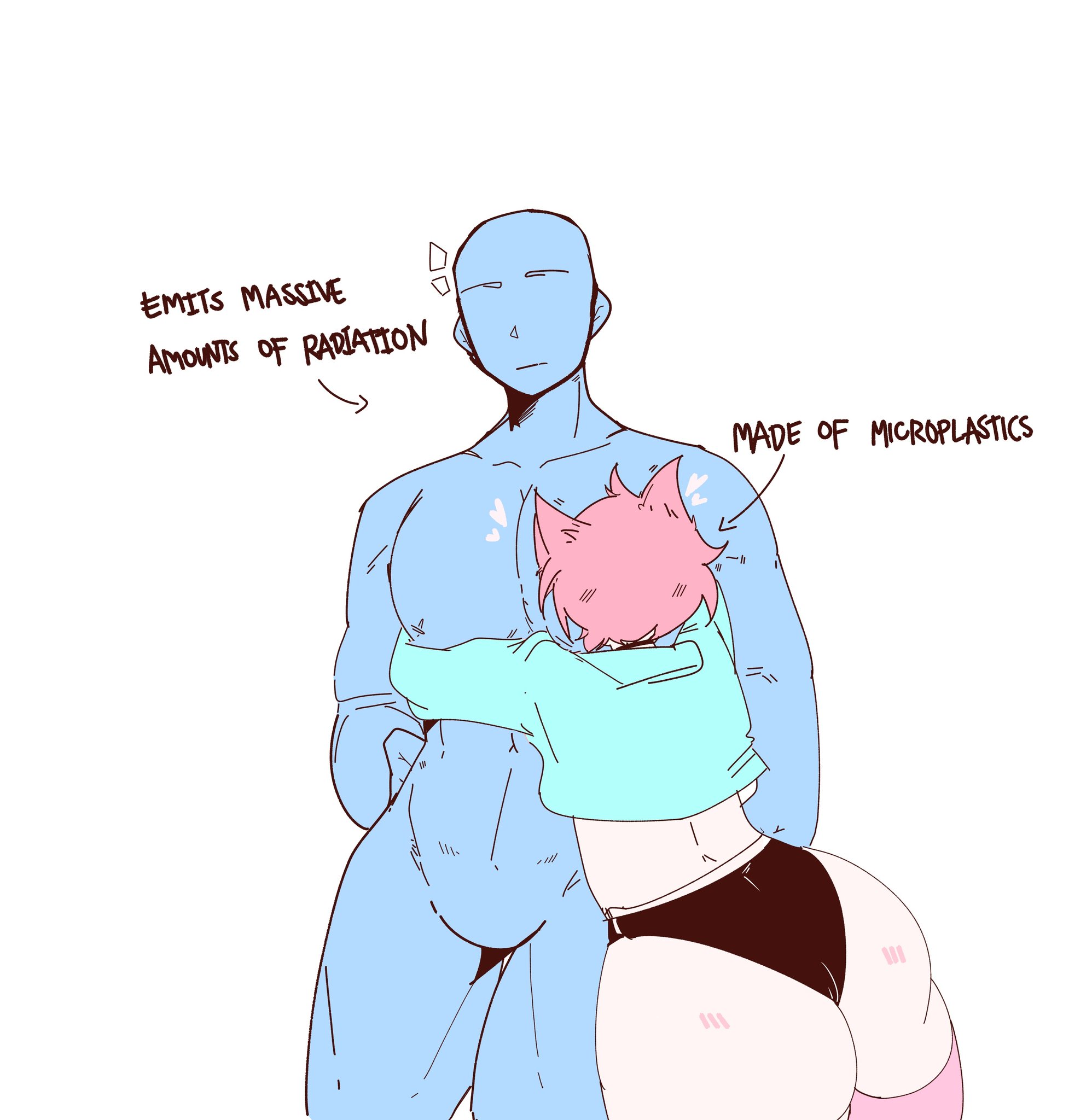 2boys, anon, ass, big ass, bottom heavy, cat ears, fat ass, femboy, feminine male, gigajunyt, girly, hug, huge ass, male, male only, meme, muscular, pecs, pink hair, round ass, thick ass, thick thighs, wide hips, yoko jane