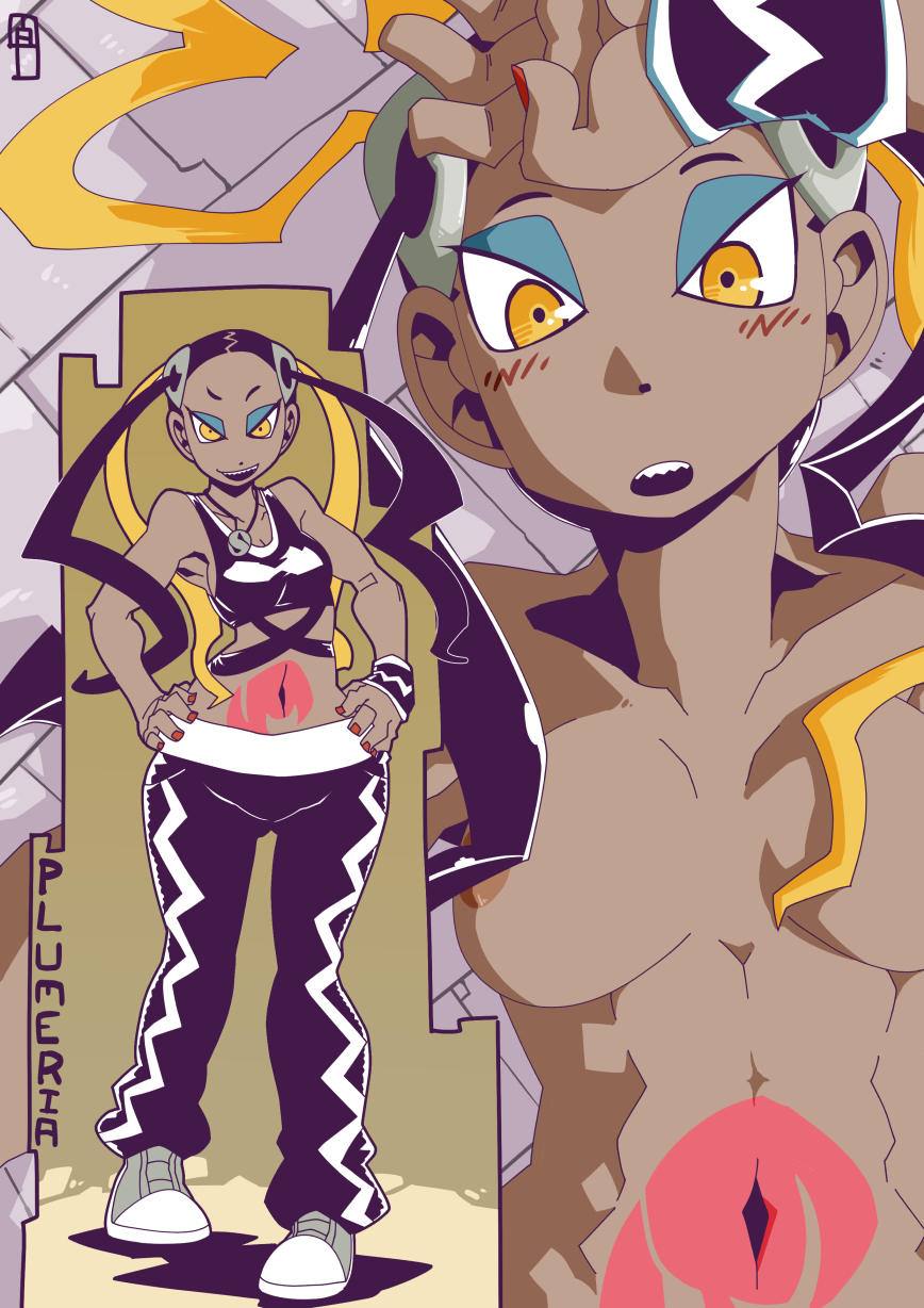 1girls 2d artist_request breasts completely_nude dark_nipples nipples plumeria_(pokemon) pokemon pokemon_sm solo tagme team_skull yellow_eyes