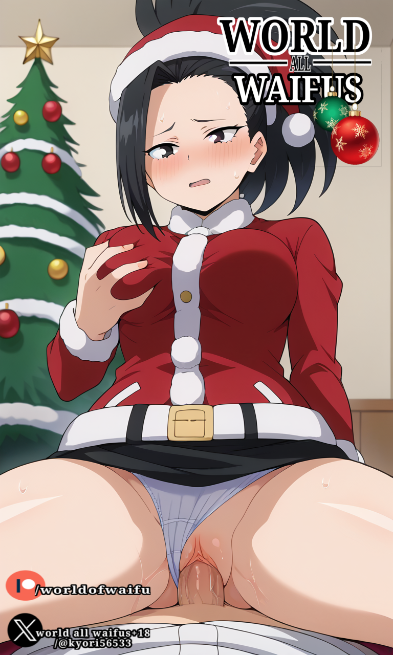 boku_no_hero_academia momo_yaoyorozu my_hero_academia santa_bikini santa_costume santa_hat