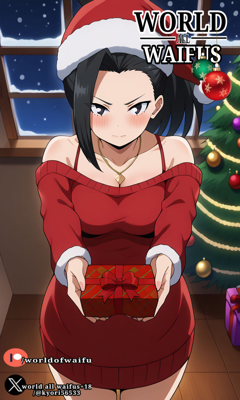 ai_generated boku_no_hero_academia momo_yaoyorozu my_hero_academia santa_bikini santa_costume santa_hat