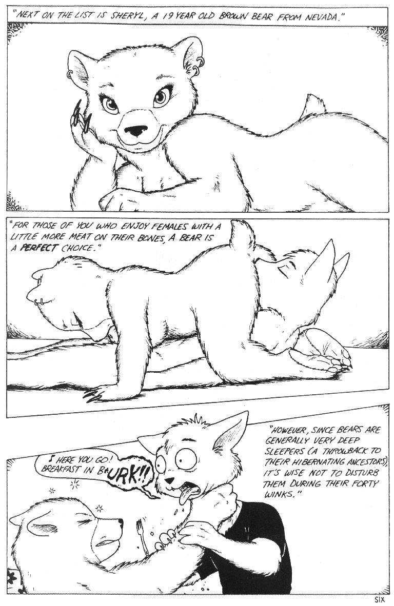 69 anthro anthro_only bear black_and_white comic feline female fur furry james_m_hardiman male monochrome nude oral piercing sheryl straight text tom ups_and_downs wounded