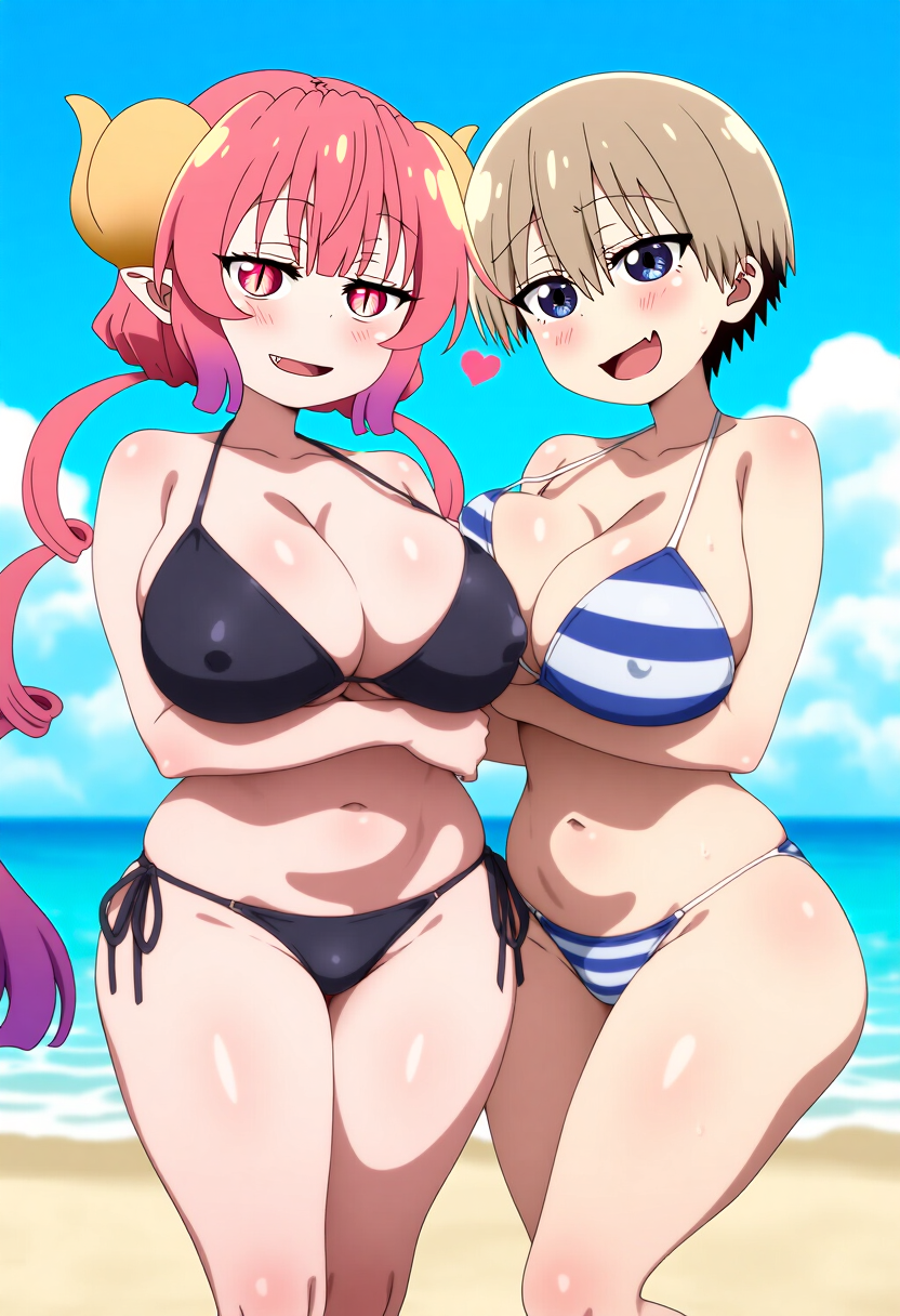 2girls ai_generated beach big_ass big_breasts big_butt bikini blush blushing_female blushing_profusely breasts_to_breasts breasts_touching breath bubble_ass bubble_butt busty busty_female cleavage crossover deep_cleavage dripping duo duo_female erect_nipples erect_nipples_under_bikini erect_nipples_under_clothes female female_only hard_nipples heart huge_ass huge_breasts ilulu_(dragon_maid) kobayashi-san_chi_no_maidragon large_breasts lesbian_lovers looking_at_viewer lovers massive_breasts miss_kobayashi's_dragon_maid narrow_waist nipples_visible_through_bikini nipples_visible_through_clothing open_mouth petite petite_body petite_female posing posing_for_the_viewer self_upload shortstack side_by_side sweatdrop sweating sweaty sweaty_body sweaty_breasts sweaty_butt thick_nipples thick_thighs uzaki-chan_wa_asobitai! uzaki_hana wide_hips yeetyboi5000 yuri