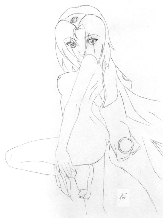 calimachan drawing female female_only human monochrome naruto sakura_haruno solo tagme