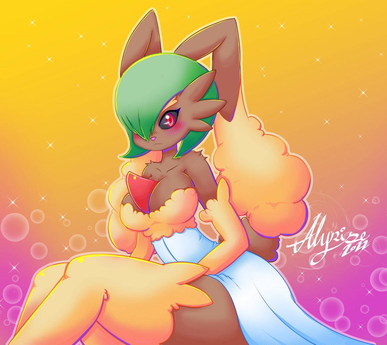 1girls alfheimorphan anthro big_breasts breasts female fusion gardevoir hybrid hypothetical_fusion lopunny nintendo pokémon_(species) pokemon pokemon_(species) solo tagme