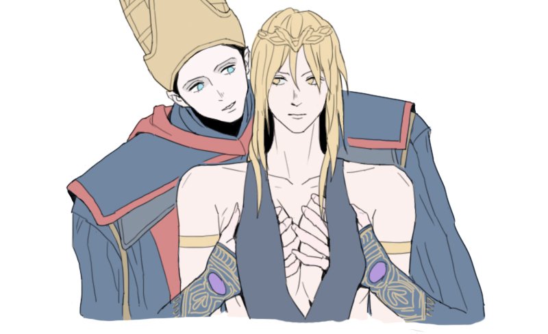 2girls, big breasts, blonde hair, breasts, elden ring, female, female only, fromsoftware, groping, groping from behind, light skin, light-skinned female, lucy maud1, milf, multiple females, multiple girls, queen marika the eternal, rennala queen of the full moon, yuri