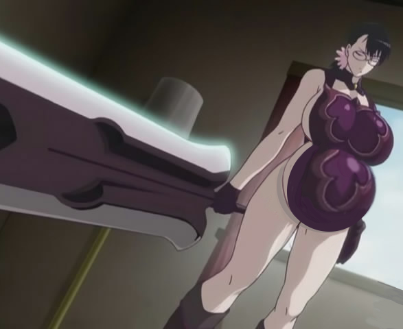 belly, big belly, big breasts, black hair, breasts, cattleya, edit, female, glasses, huge breasts, jtng23, pregnant, queen's blade, screenshot edit, super belly, sword, weapon