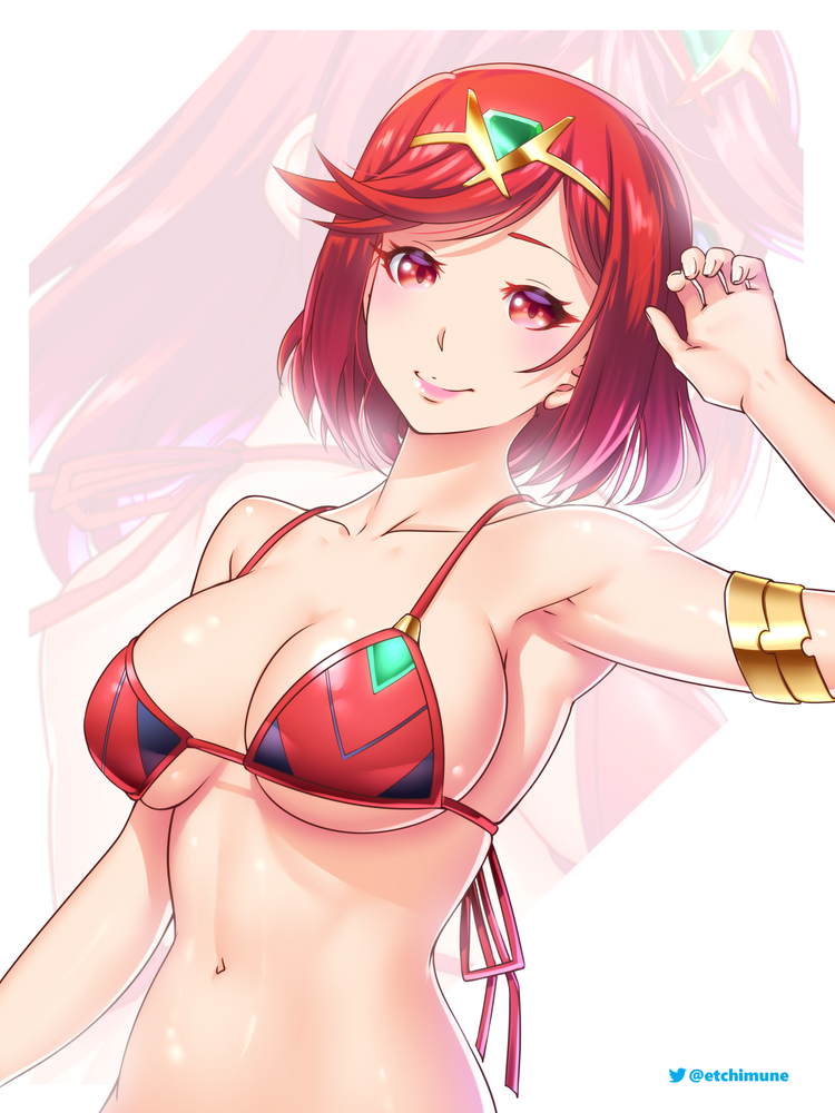 1girls breasts etchimune female female_only looking_at_viewer nintendo pyra short_hair solo tagme xenoblade_(series) xenoblade_chronicles_2