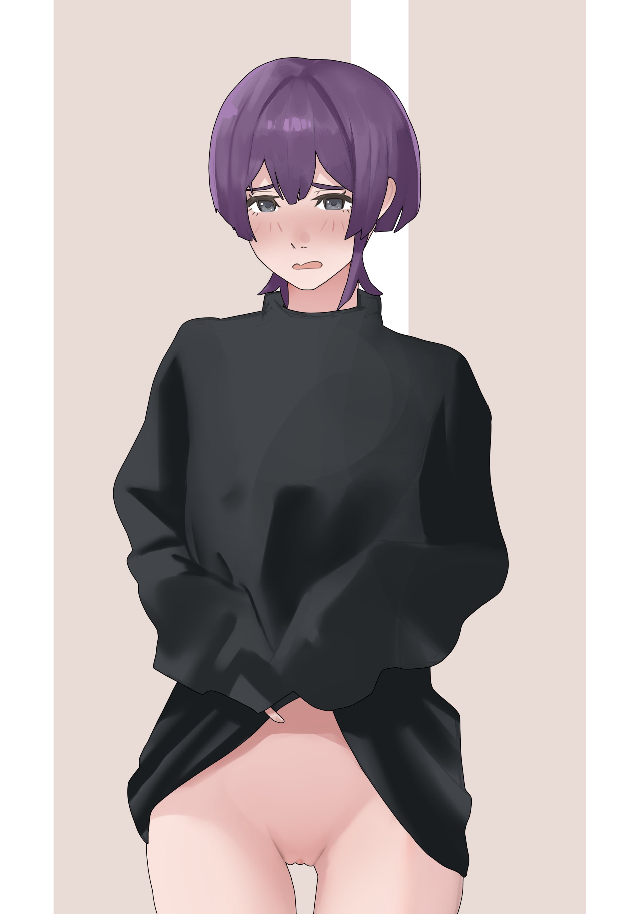 1girls, bernadetta von varley, bottomless, bottomless female, female, female only, fire emblem, fire emblem: three houses, light skin, light-skinned female, nintendo, pomelomelon, purple hair, solo