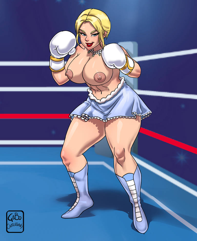 1girls alternate_version_available areola areolae artist_name athletic athletic_female blonde_hair boxer boxing boxing_gloves boxing_ring boxing_stance commission eyebrows eyelashes eyes female female_focus fighter fit fit_female francesca_laurent gabocaricaturas gloves hair hips human humanoid kinzie's_knockouts legs light-skinned_female light_skin lips lipstick necklace nipples original original_character red_lipstick shoes skirt thick_legs thick_thighs thighs toned toned_female topless topless_boxing topless_female voluptuous watermark white_boxing_gloves white_gloves wide_hips