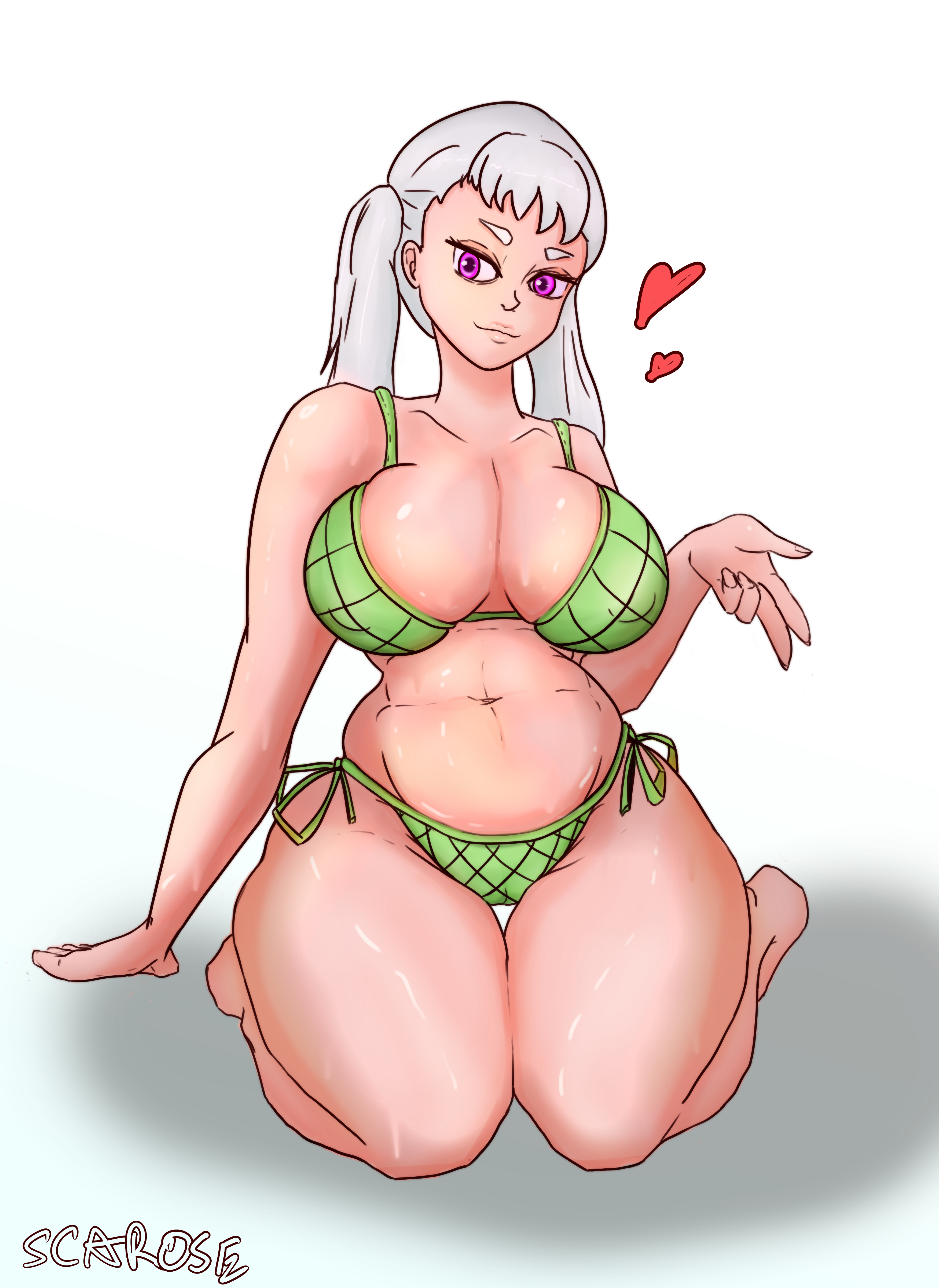 1girls, big breasts, bikini, black clover, breasts, female, female only, human, noelle silva, scarose, sitting, solo, thick thighs