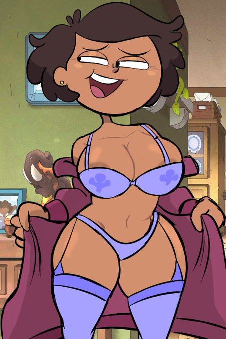 1girls amphibia areola_slip areolae big_breasts bra breasts cleavage clothing dark-skinned_female dark_skin disney disney_channel garter_straps instantnudeles lingerie looking_away milf mrs._boonchuy navel open_mouth oum_boonchuy panties robe short_hair solo straight_hair thai thick_thighs thighhighs undressing