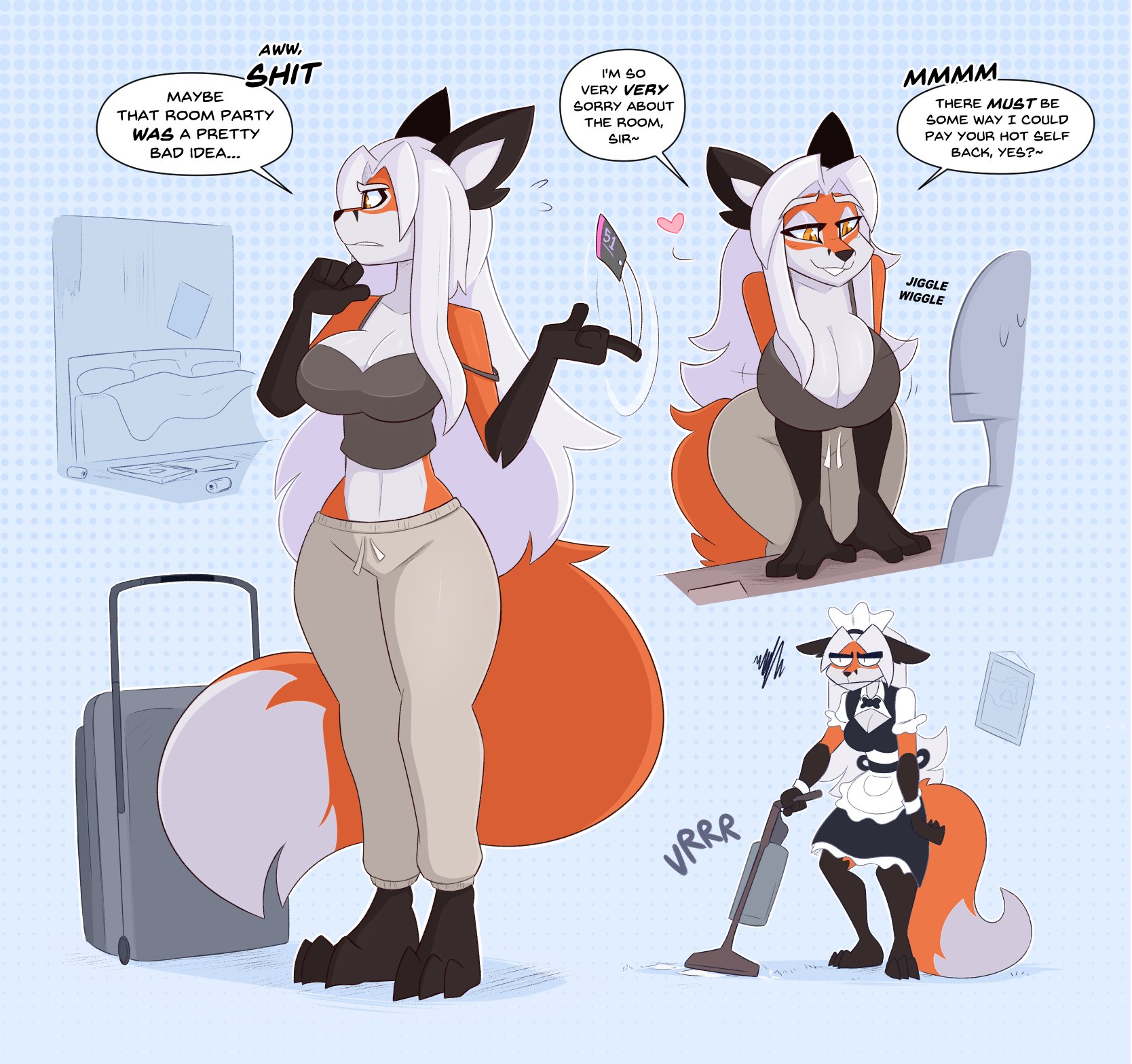 anon, anthro, big breasts, breasts, cleavage, clothed, clothing, dialogue, english text, female, fur, furry, kilinah, tagme, tail, text
