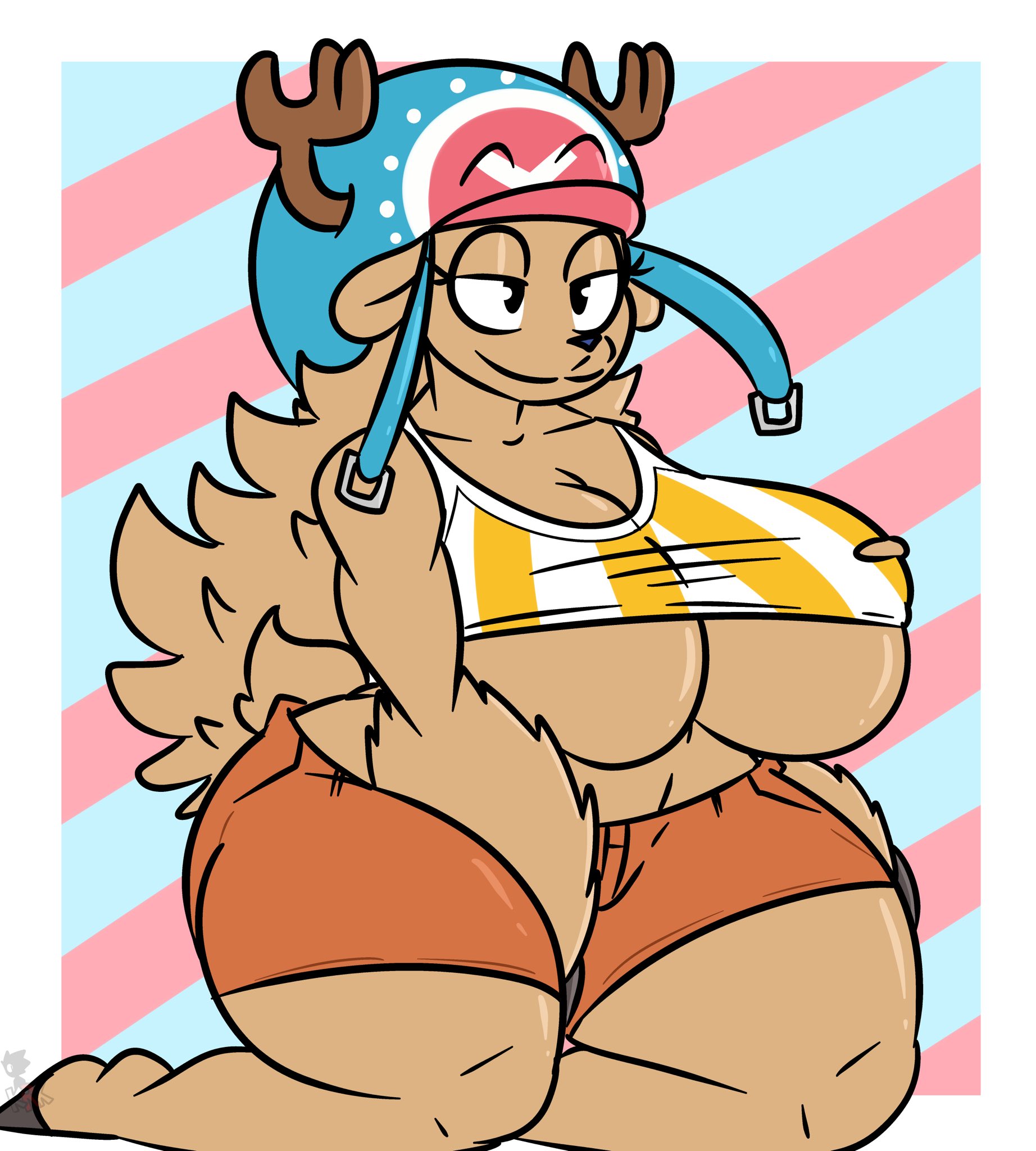 1girls, anthro, anthro only, big breasts, breasts, female, female only, fur, furry, kingretrokirby, one piece, rule 63, solo, solo female, tagme, tony tony chopper