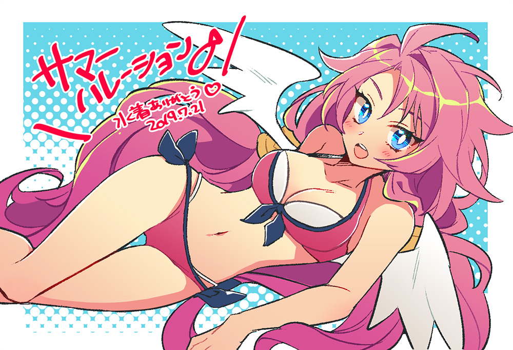 angel angel_wings artina bikini bikini_bottom bikini_top breasts disgaea disgaea_4 large_breasts nippon_ichi_software red_hair sat0_u0