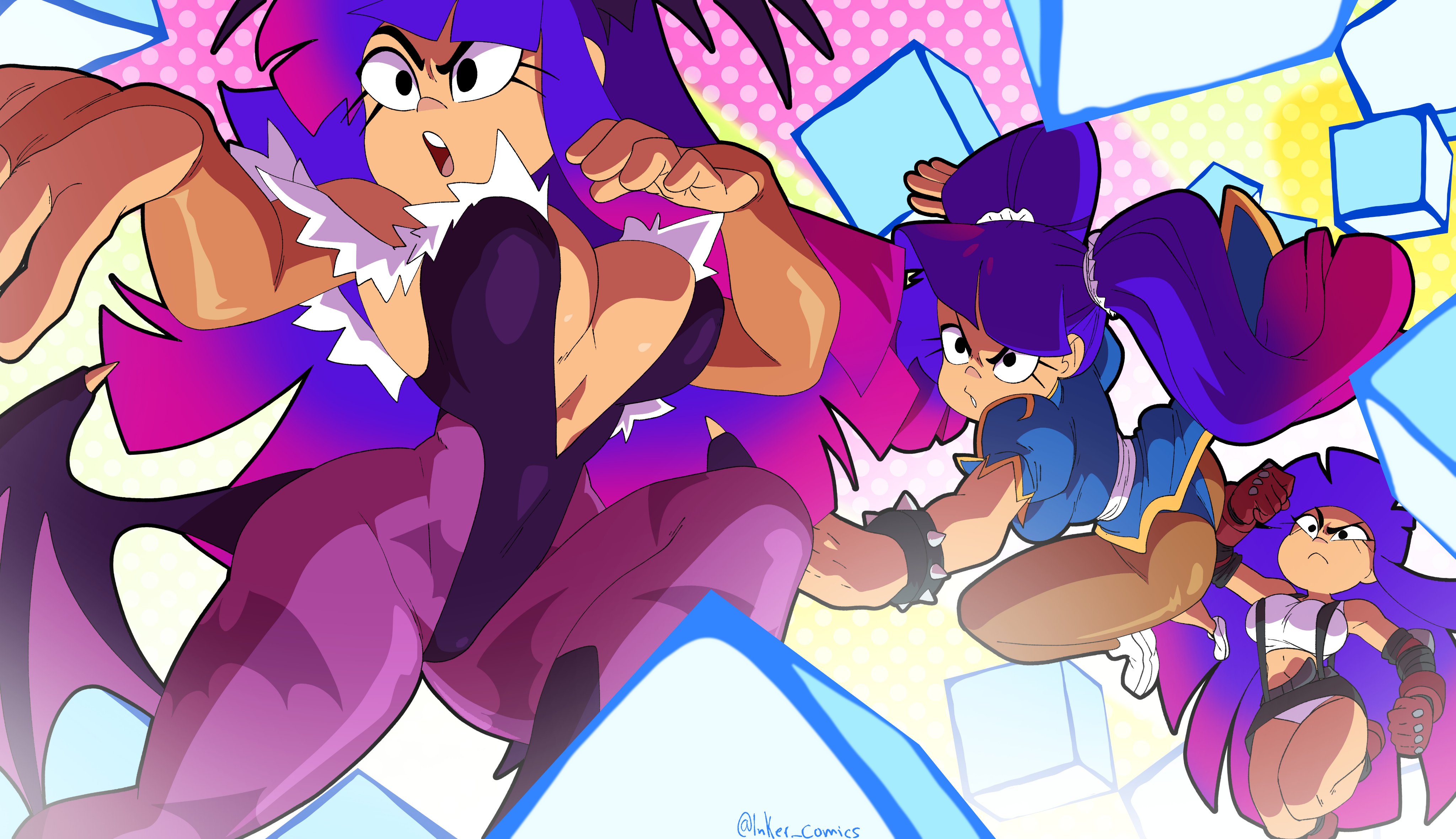 1girls, animal print, ass, bat print, big breasts, black leotard, breasts, chun-li (cosplay), clothing, cosplay, costume, darkstalkers, female, female only, final fantasy, final fantasy vii, glitch techs, head wings, hi res, highres, hime cut, huge breasts, inker comics, inkershike, large breasts, leotard, long hair, medium ass, miko kubota, morrigan aensland (cosplay), purple hair, solo female, street fighter, tifa lockhart (cosplay), wings