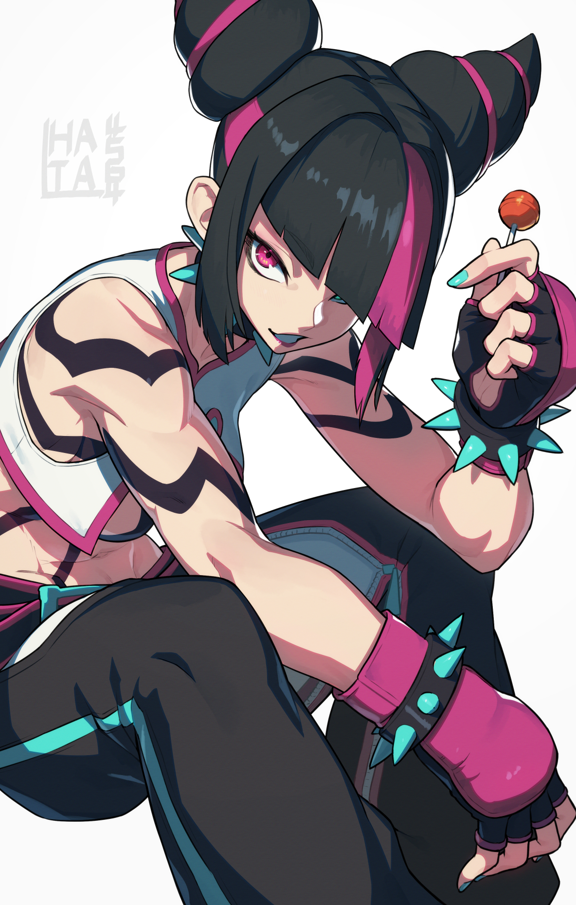 1girls, big breasts, bodypaint, breasts, female, female only, juri han, lhata4564, nail polish, solo, street fighter, street fighter 6, tagme