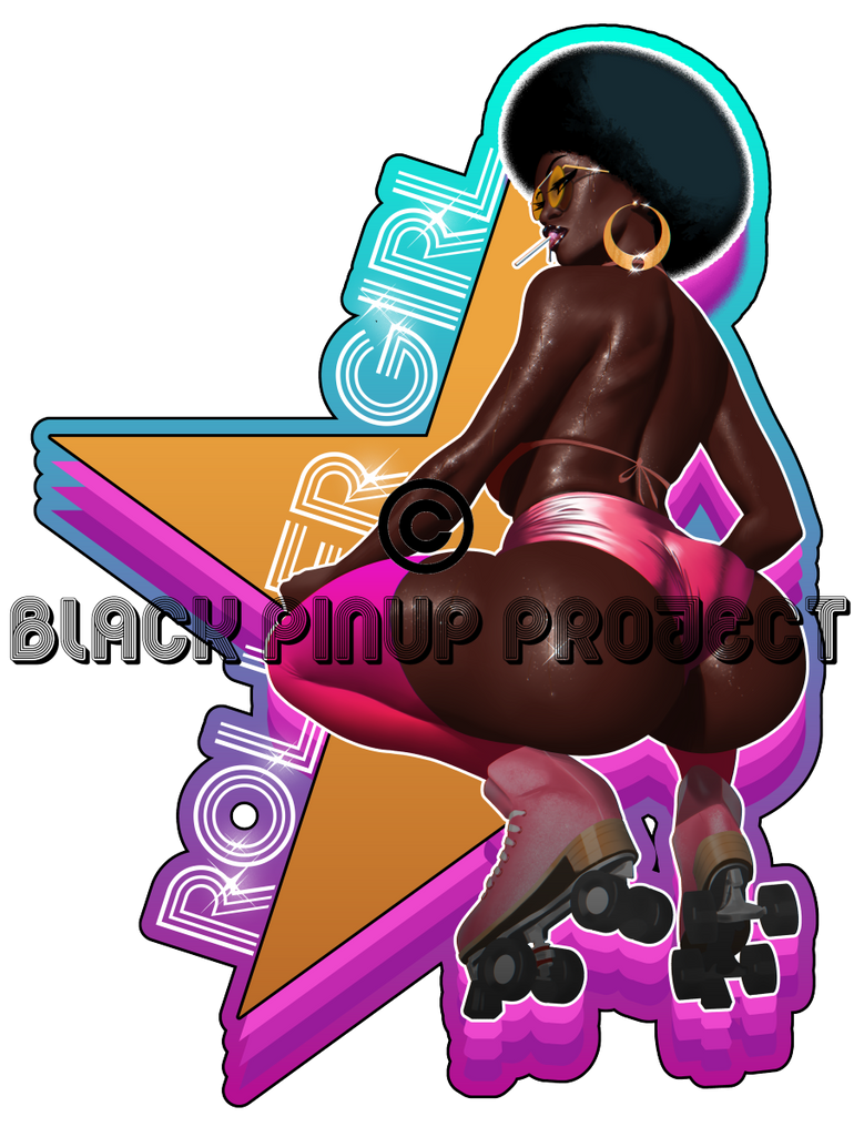 1girls afro artist_name ass ass_focus big_breasts black_pinup_project breasts brown_body brown_skin bubble_ass bubble_butt busty cleavage dark-skinned_female dark_hair dark_skin dat_ass digital_drawing_(artwork) digital_media_(artwork) eyelashes eyewear female glasses hair hips hourglass_figure huge_ass huge_breasts legs lips lollipop mature mature_female no_bra retro retro_artstyle roller_skates skates sunglasses thick_legs thick_lips thick_thighs thighs very_dark_skin voluptuous waist wide_hips