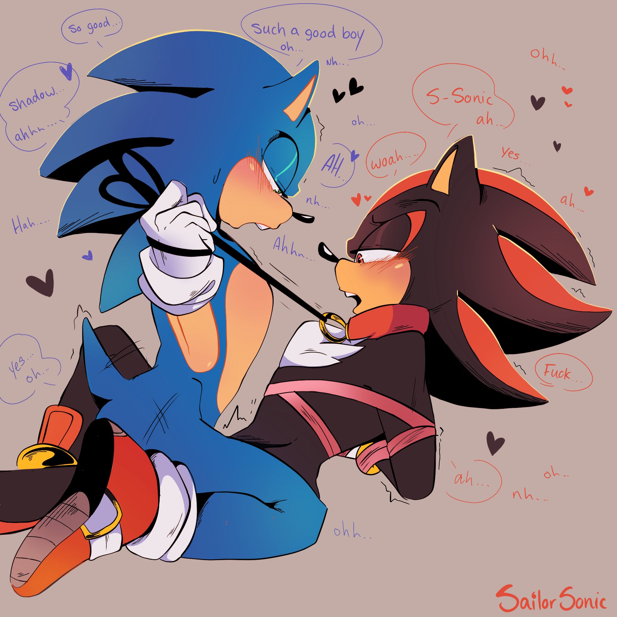 2boys, anthro, blush, bondage, exposed torso, footwear, gay, handwear, male, male focus, male on top, male only, sailorsonic, sega, shadow the hedgehog, sonadow, sonic (series), sonic the hedgehog, sonic the hedgehog (series), tagme, yaoi