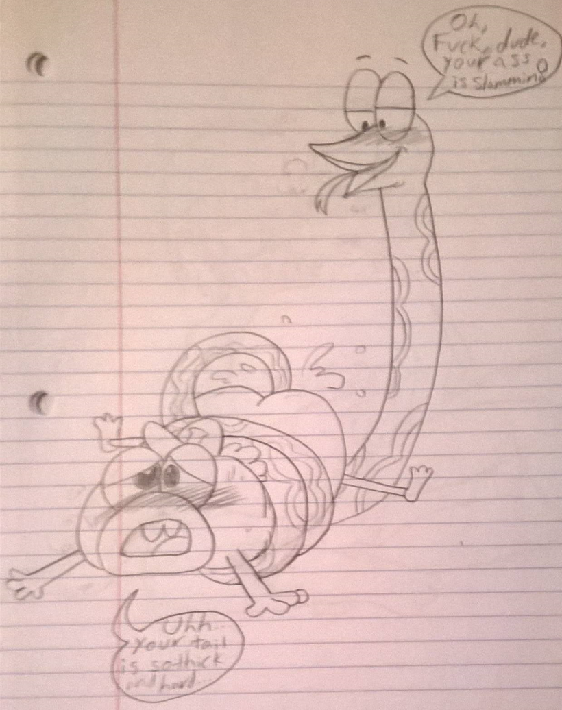 anal anal_sex bird breadwinners buhdeuce craig_(sanjay_and_craig) craig_slithers crossover duck gay gay_sex nickelodeon non-human non-human_only reptile sanjay_and_craig snake tail_sex toony yaoi