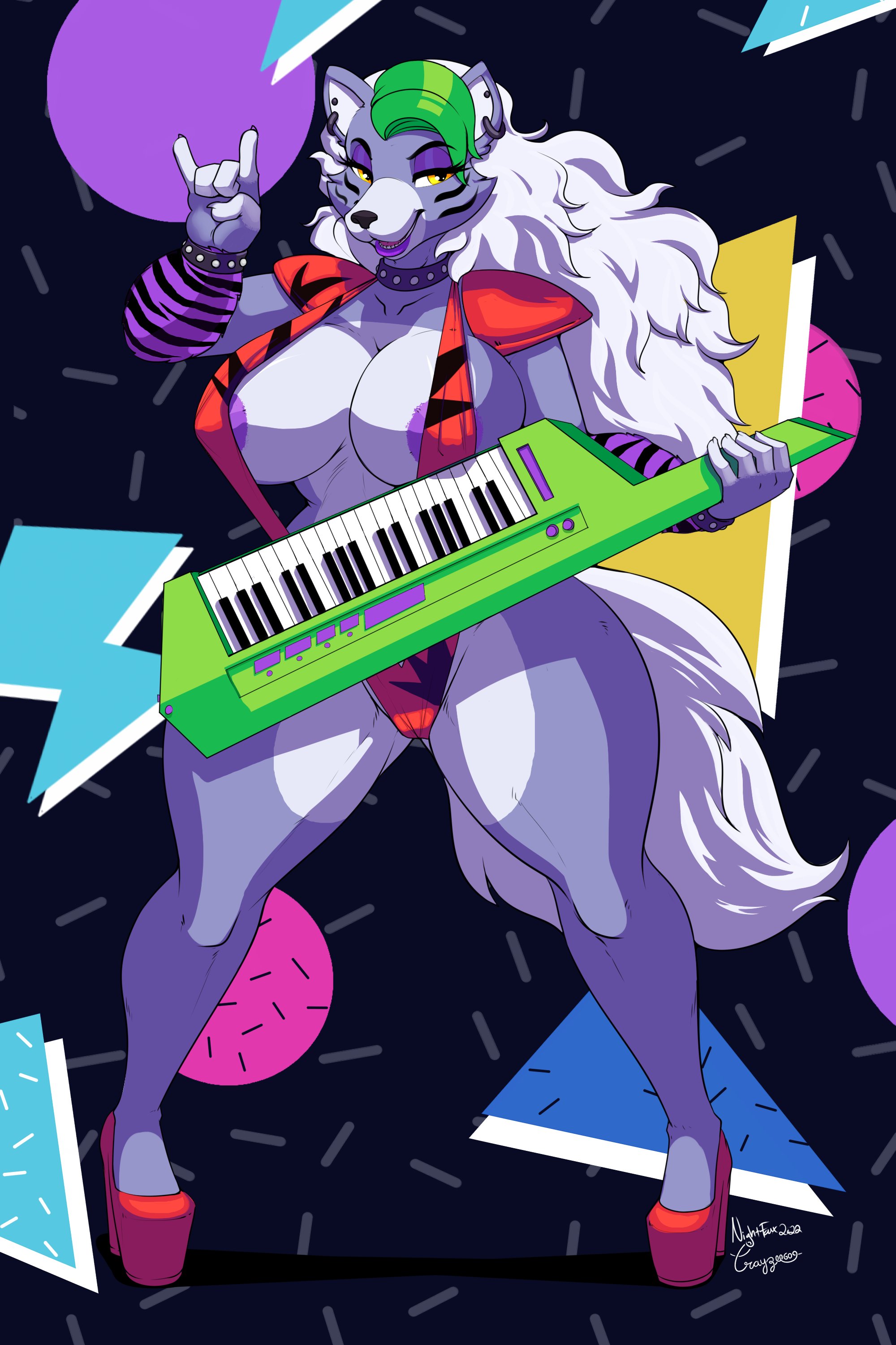 big breasts, breasts, crayzee609, female, five nights at freddy's, five nights at freddy's: security breach, furry, nightfaux, roxanne wolf (fnaf), sling bikini, solo, tagme, thick thighs, wolf