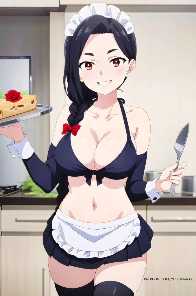 black_hair boku_no_kokoro_no_yabai_yatsu maid yamada_sanae yamada_sanae_(bokuyaba)