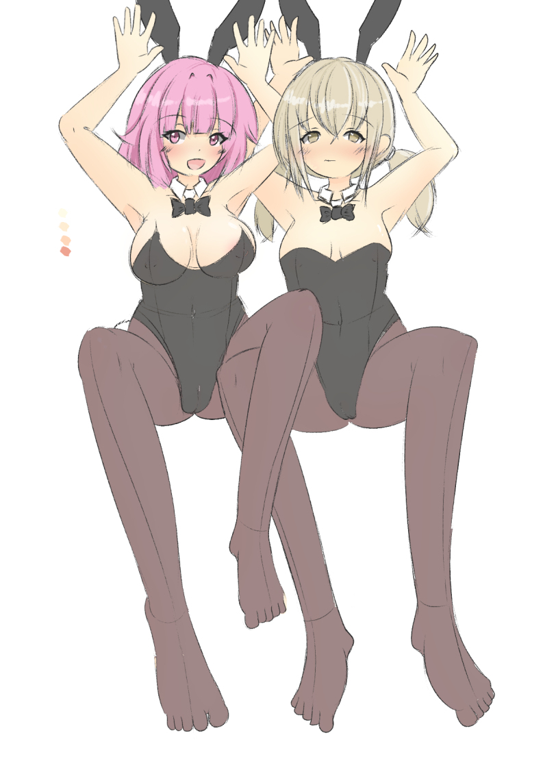 2girls azusawa_kohane bunnysuit female_only multiple_girls ootori_emu project_sekai