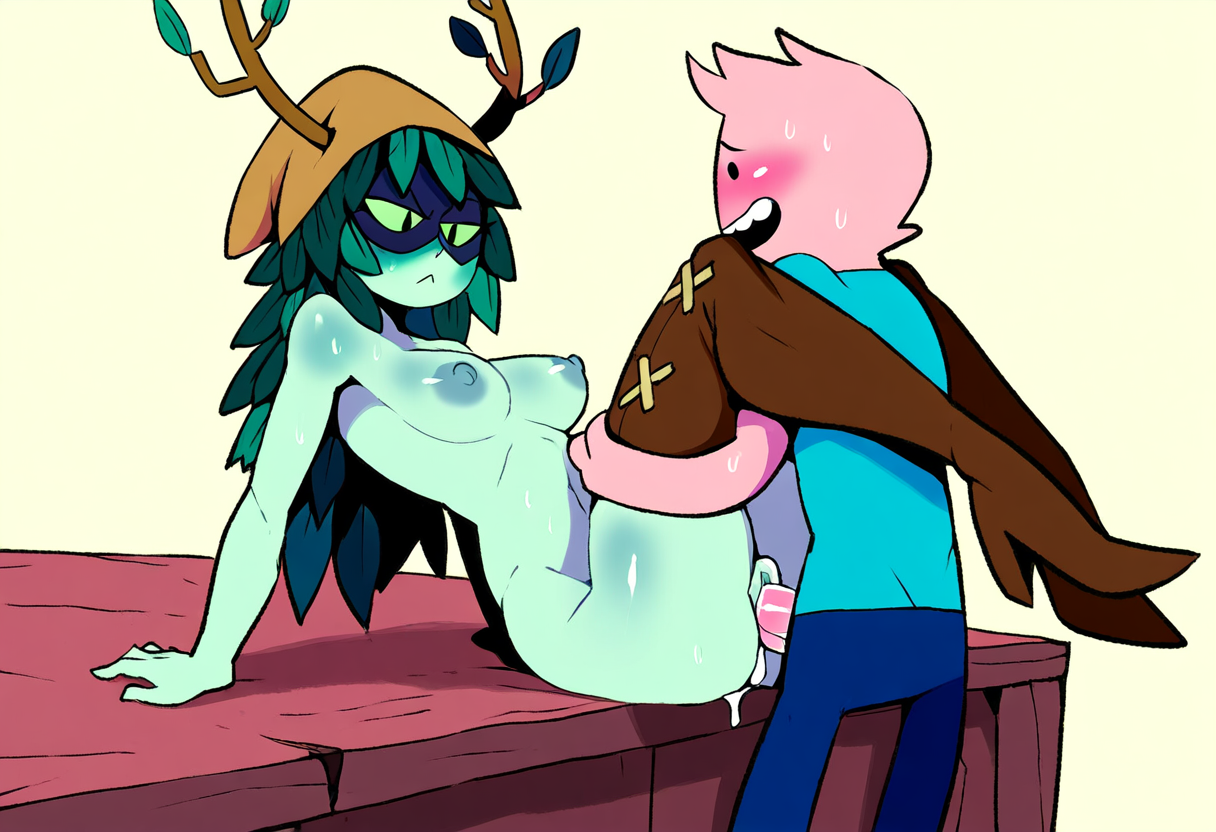 1boy, adventure time, ai generated, boots, breasts, fuck me boots, high heel boots, high heels, huntress wizard, long legs, male, penetration, sex, thigh highs, thighhigh boots, vaginal penetration