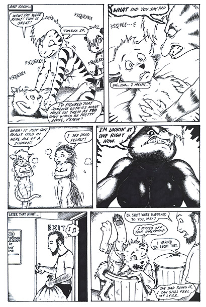 angry anthro anthro_only black_and_white breasts cold comic desiree_lee feline female human interspecies james_m_hardiman kendi lizard lori male monochrome multiple_females multiple_males nude porcupine rodent sandra scalie sex skunk straight tom ups_and_downs wounded