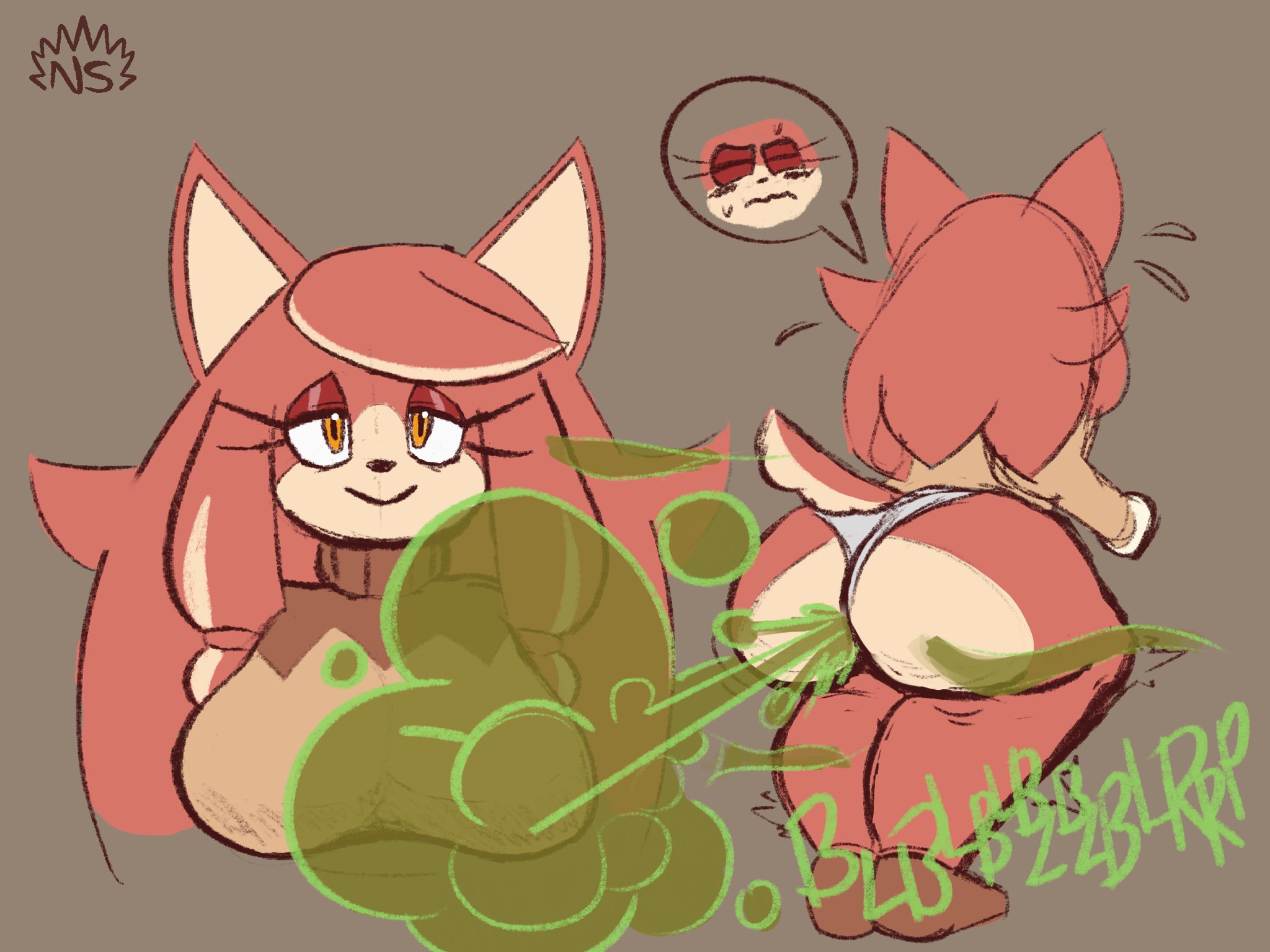 1girls, anthro, ass, bending knees, big ass, big butt, big thighs, brap, bubble ass, bubble butt, canine, conductor's wife (sonic), desperation, fart, fart cloud, fart fetish, farting, farts, female, furry, huge ass, huge butt, huge thighs, milf, panties, sega, sonic (series), sonic the hedgehog (series), thick ass, thick thighs