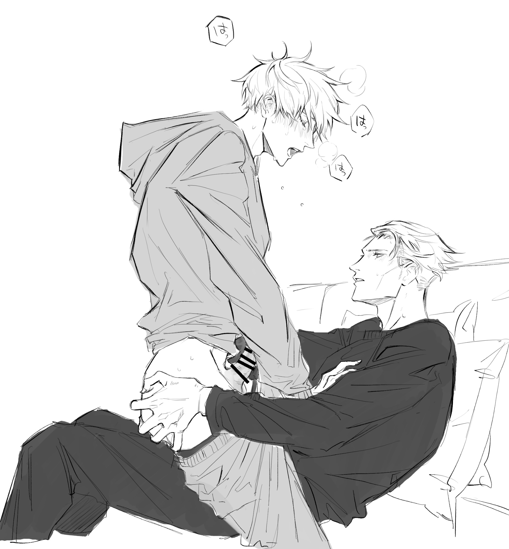 2boys, anal, artist request, censor bar, censored, censored penis, clothed, gay, gay sex, jujutsu kaisen, kento nanami, male, male focus, male/male, penis, satoru gojo, submissive male, tagme, yaoi