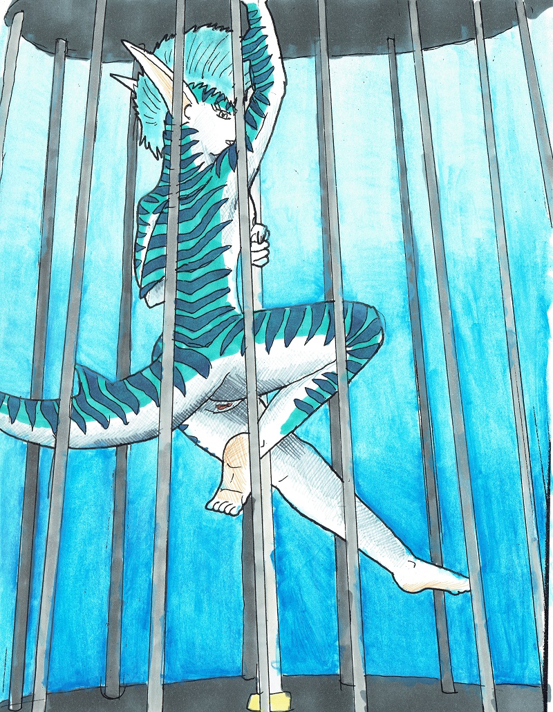 anthro cage dancing female fin fish marine nude nyghtmar3 pole pole_dancing roxy shark solo tail tigershark