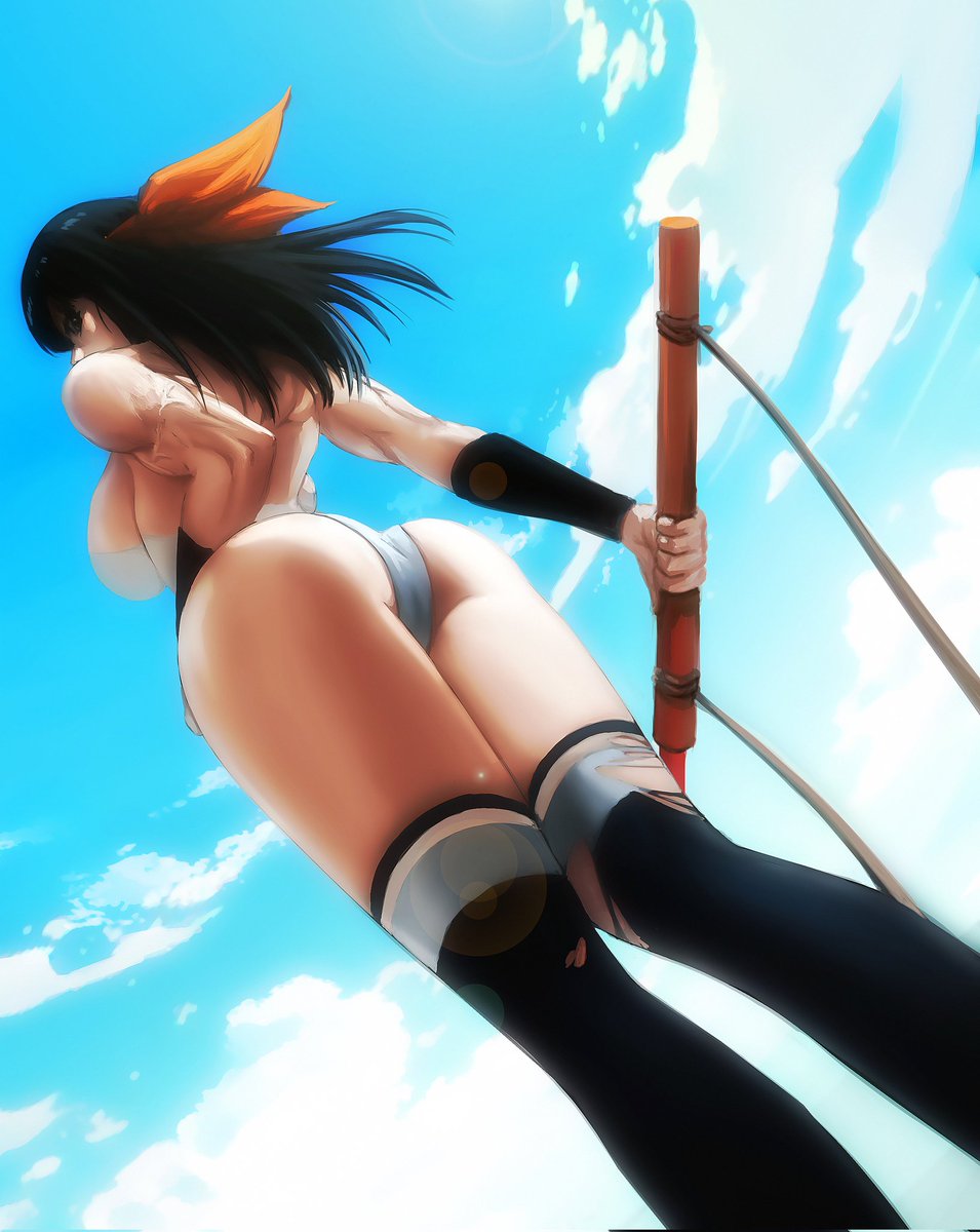 1girls aged_up ass bandana big_ass big_breasts black_hair breasts dragon_ball dragon_ball_gt dragon_ball_z elitenappa female female_focus female_only female_saiyan human hybrid large_ass large_breasts looking_back orange_bandana pan_(dragon_ball) saiyan shounen_jump solo solo_female solo_focus thick_thighs thighs