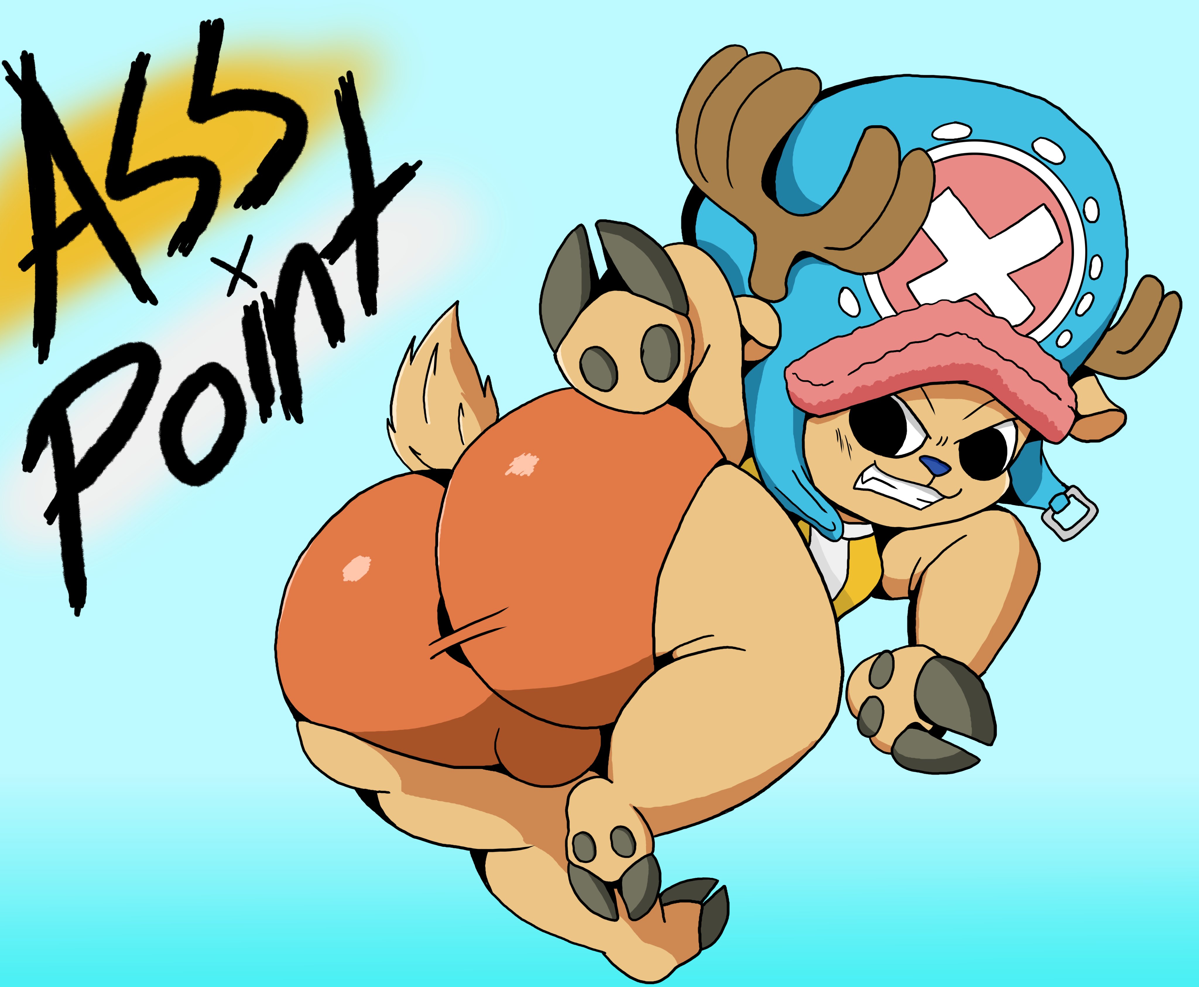1boy, anthro, anthro only, antlers, ass, big ass, big butt, femboy, furry, furry only, male, male only, one piece, reindeer, solo, solo male, tony tony chopper, weebusracoonus