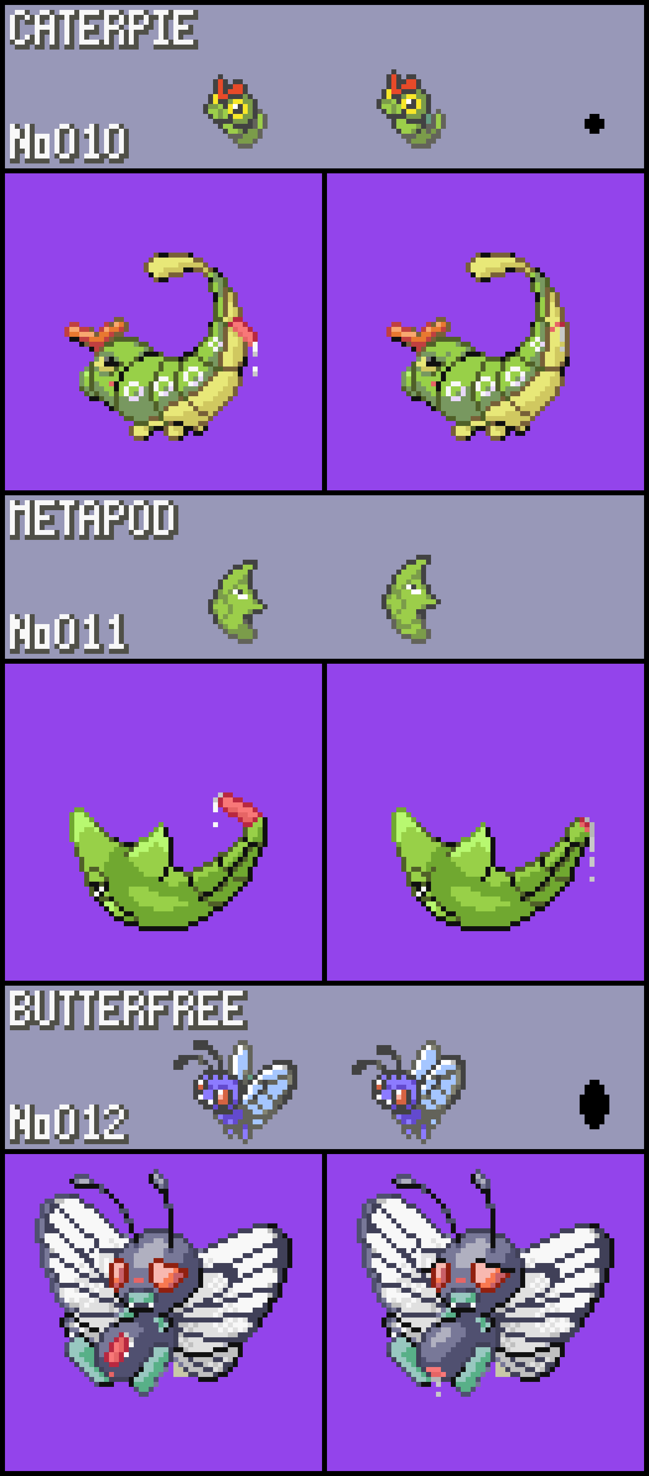 16-bit absurd_res animal_genitalia antennae_(anatomy) arthropod arthropod_abdomen arthropod_abdomen_cloaca arthropod_abdomen_genitalia arthropod_abdomen_penis arthropod_abdomen_pussy blush bodily_fluids bruhsugga butterfly butterfree caterpie caterpillar cloaca cum digital_media_(artwork) eyelashes female feral genital_fluids genitals green_body gui hi_res insects larva lepidopteran male metapod nintendo penis pixel_(artwork) pixel_art pokémon_(species) pokemon purple_body pussy pussy_juice red_eyes solo sprite_sheet video_games wings yellow_eyes