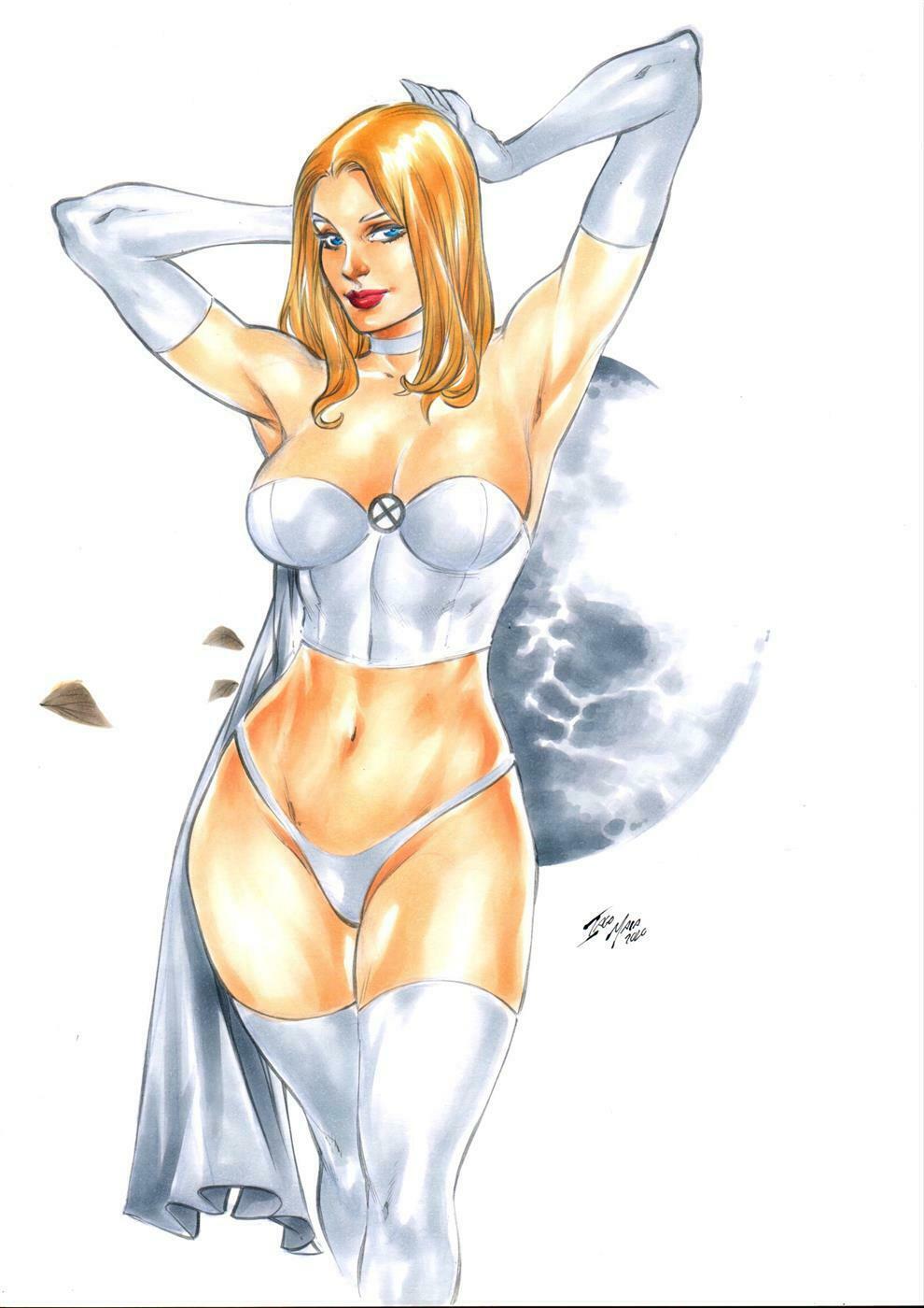 1girls big_breasts blonde_female blonde_hair blue_eyes cape dominant_female ed_benes_studio emma_frost female female_only femme_fatale hellfire_club human iago_maia light-skinned_female light_skin looking_at_viewer marvel marvel_comics red_lipstick short_hair solo_female solo_focus voluptuous white_corset white_gloves white_queen white_thong x-men