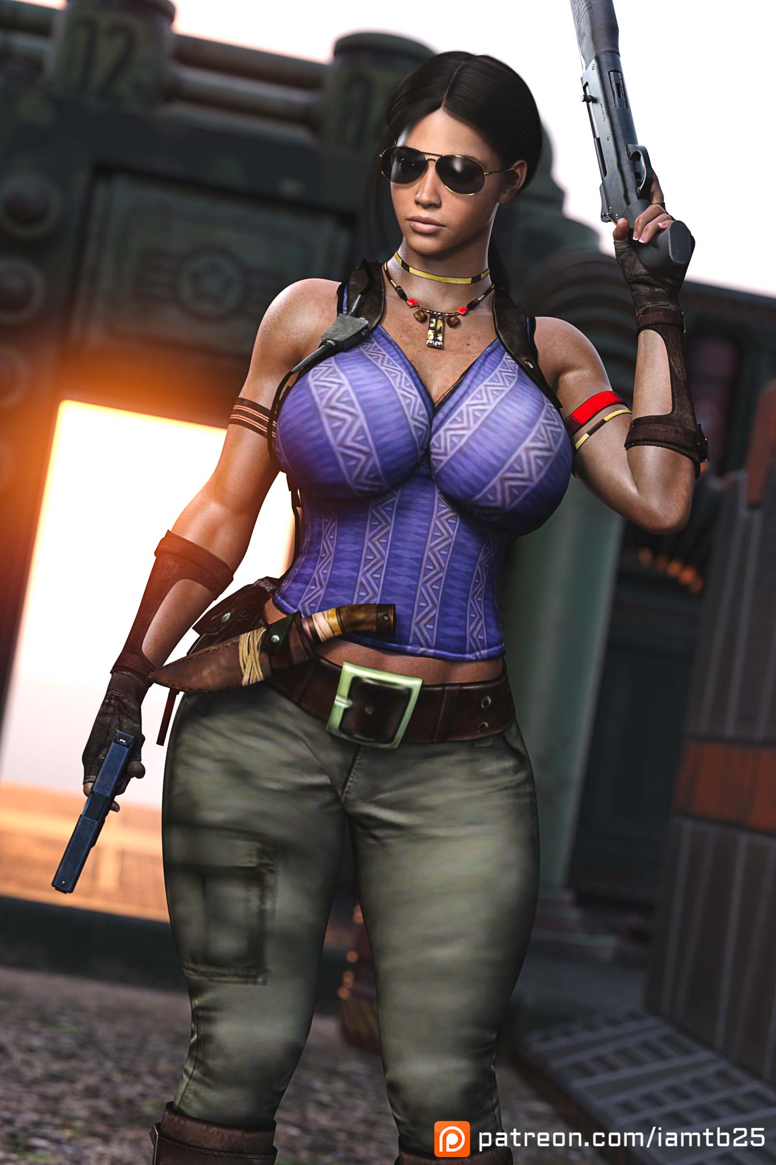 1girls, 3d, african, african female, big breasts, breasts, capcom, dark skin, dark-skinned female, female, female only, fully clothed, patreon username, resident evil, resident evil 5, sheva alomar, solo, tb25, thick thighs