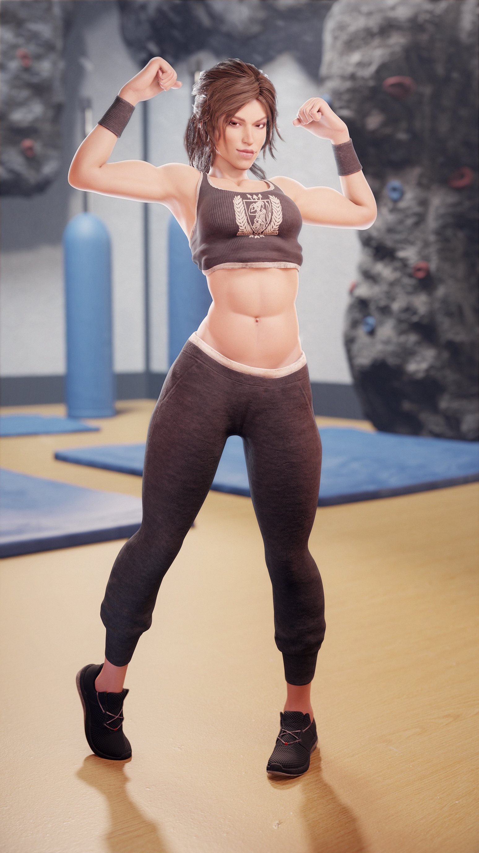 1girls, 3d, abs, blender, colonelyobo, female, female only, fit, fit female, lara croft, lara croft (survivor), muscles, muscular, muscular female, solo, tomb raider, tomb raider (survivor)