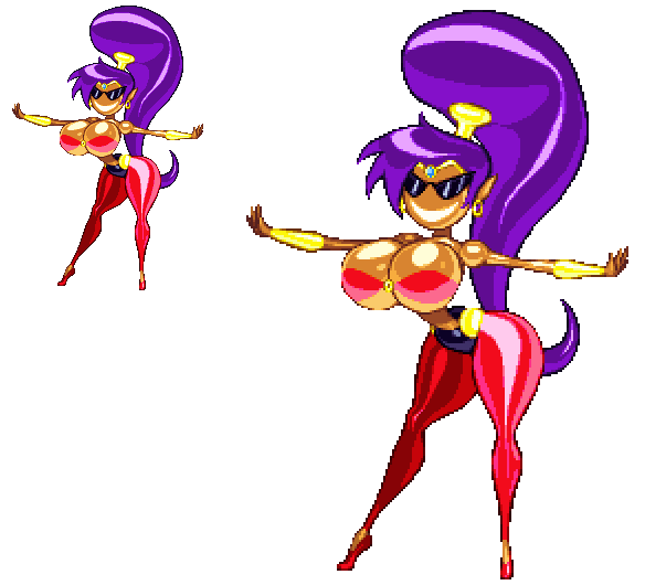 1girls casetermk dollification female female_only huge_ass huge_breasts knick_knack permanent_smile shantae shantae_(character) smile smooth_skin solo sunglasses sunnification thick_thighs transparent_background wide_hips