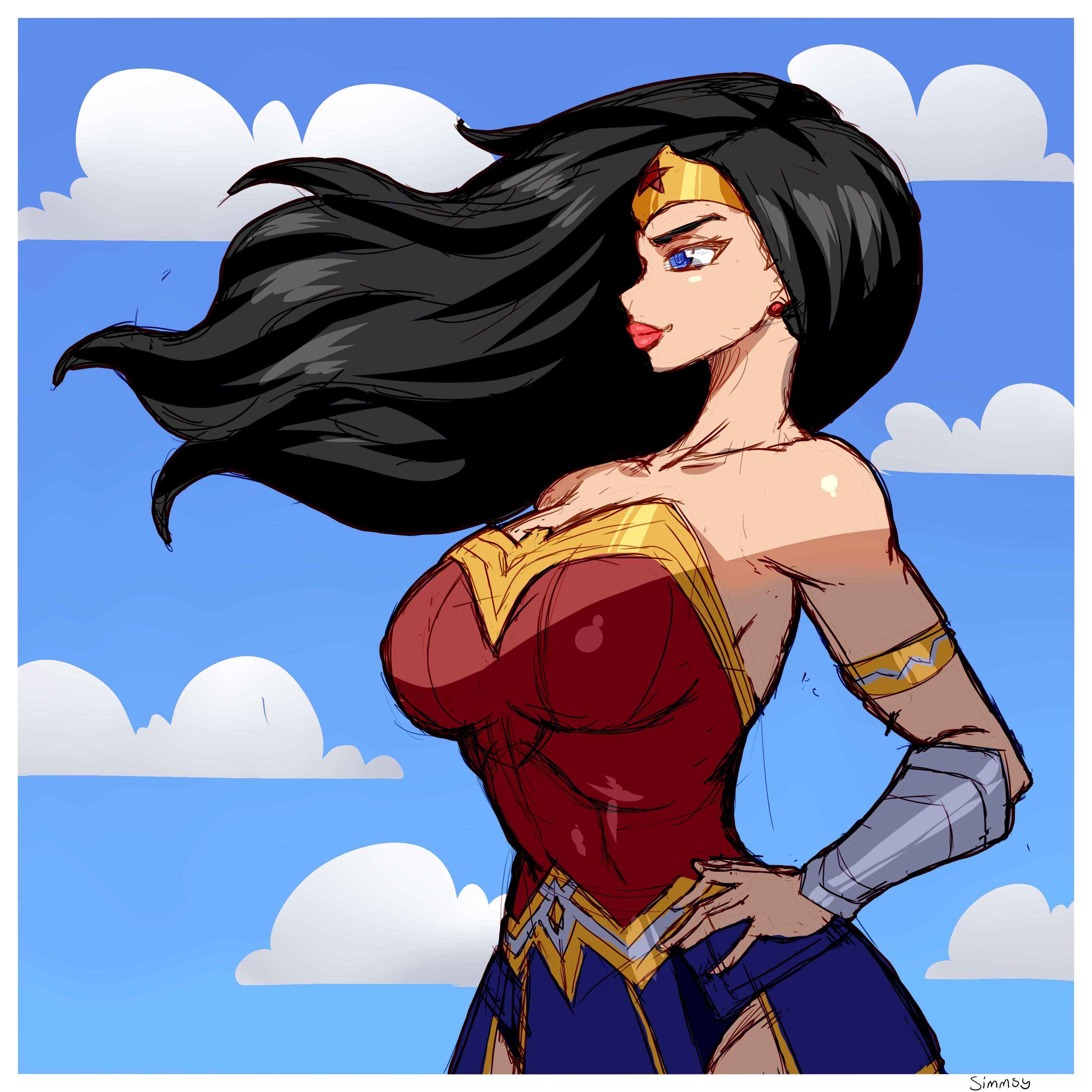 1girls, big breasts, breasts, dc, dc comics, diana prince, female, female only, fully clothed, light skin, light-skinned female, simmsy, solo, tagme, wonder woman, wonder woman (series)