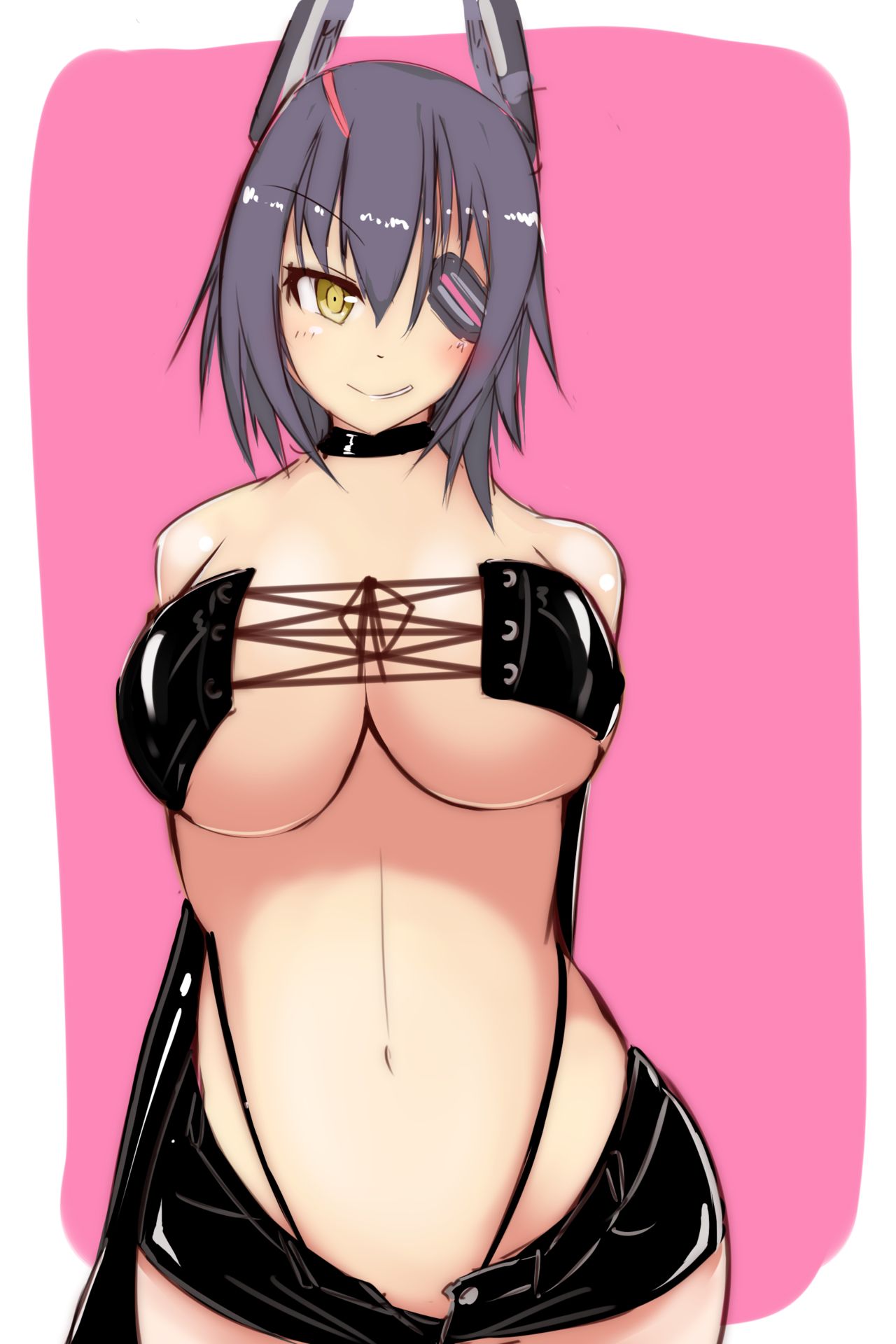 bare_shoulders big_breasts breasts eyebrows_visible_through_hair kantai_collection katsuten navel tagme tenryuu_(kantai_collection)